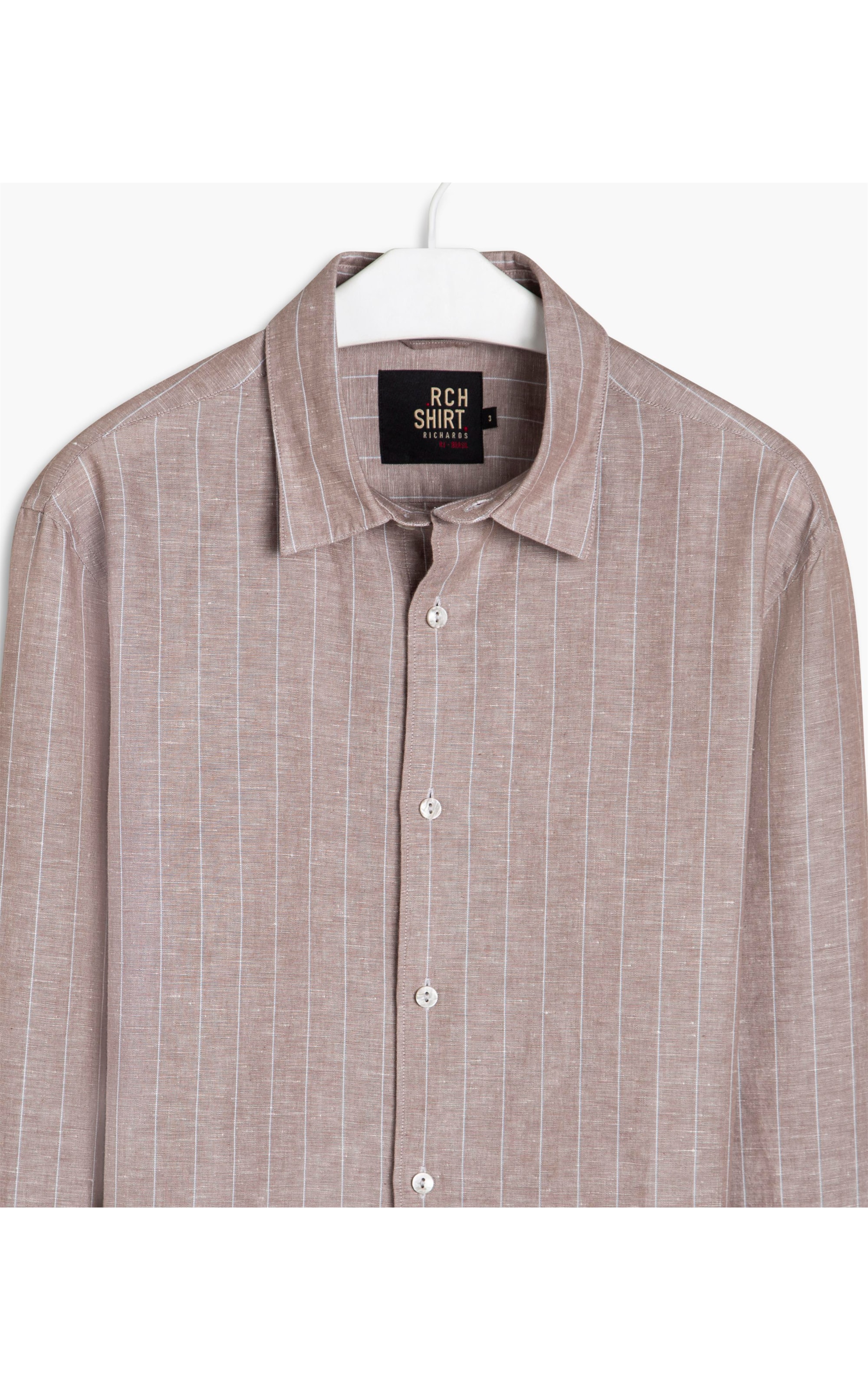 Camisa Linho  Ilhéus Listrada Ml Marrom