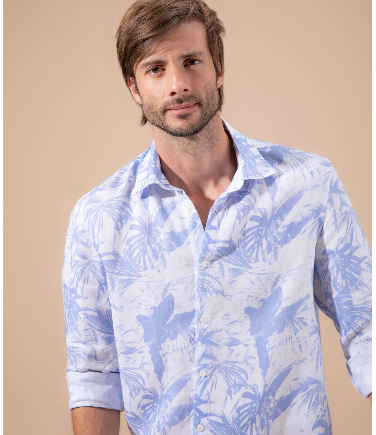 Camisa Linho  Island Azul Chofer
