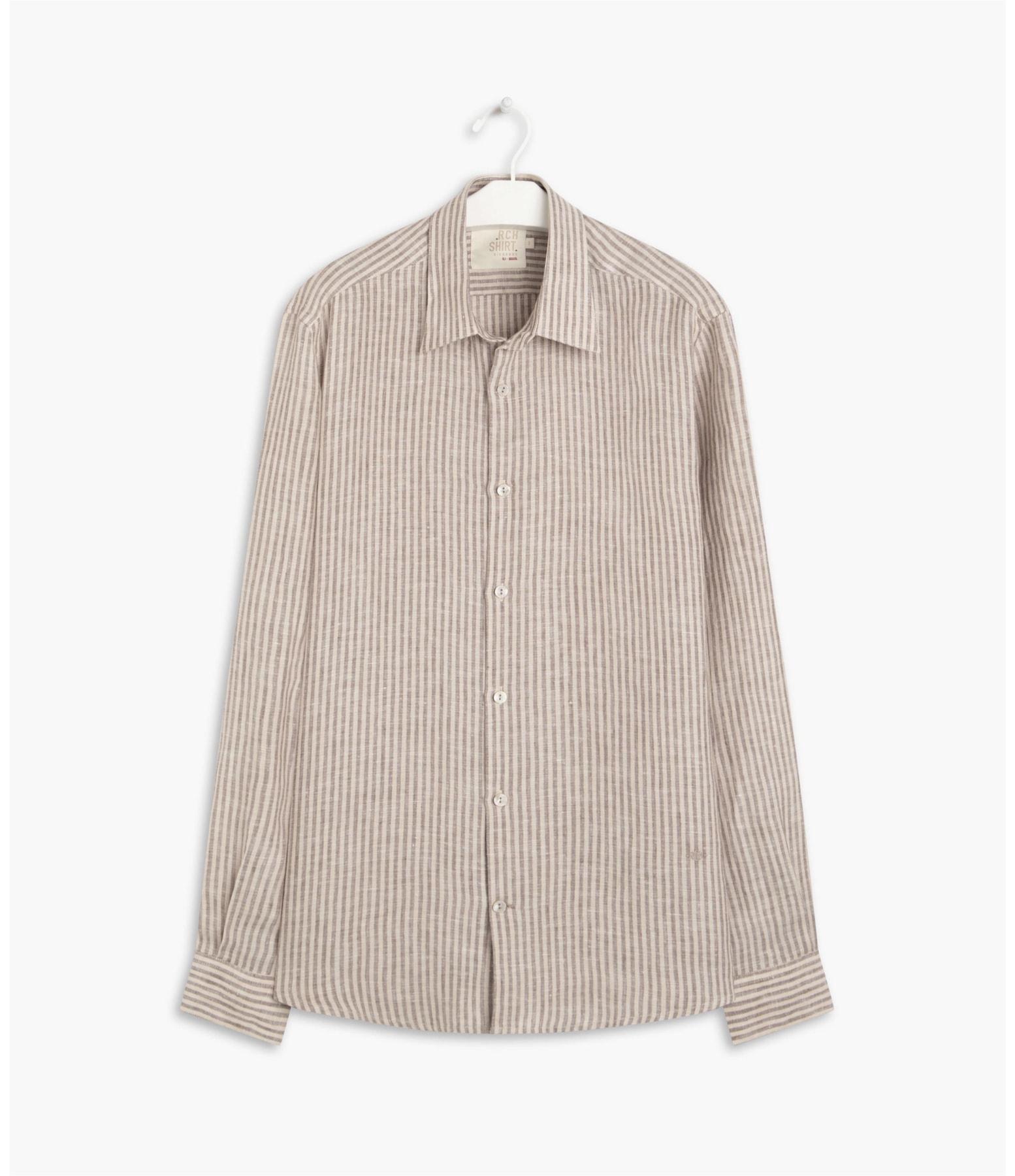 Camisa Linho  Ítalo Listrada Ml Bege