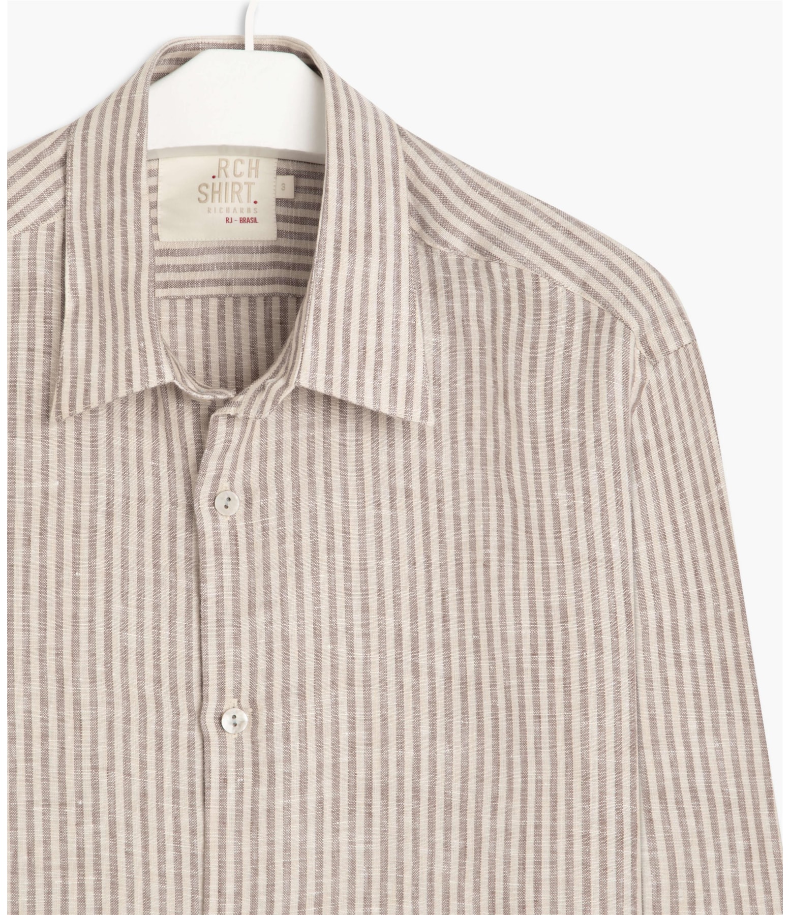 Camisa Linho  Ítalo Listrada Ml Bege