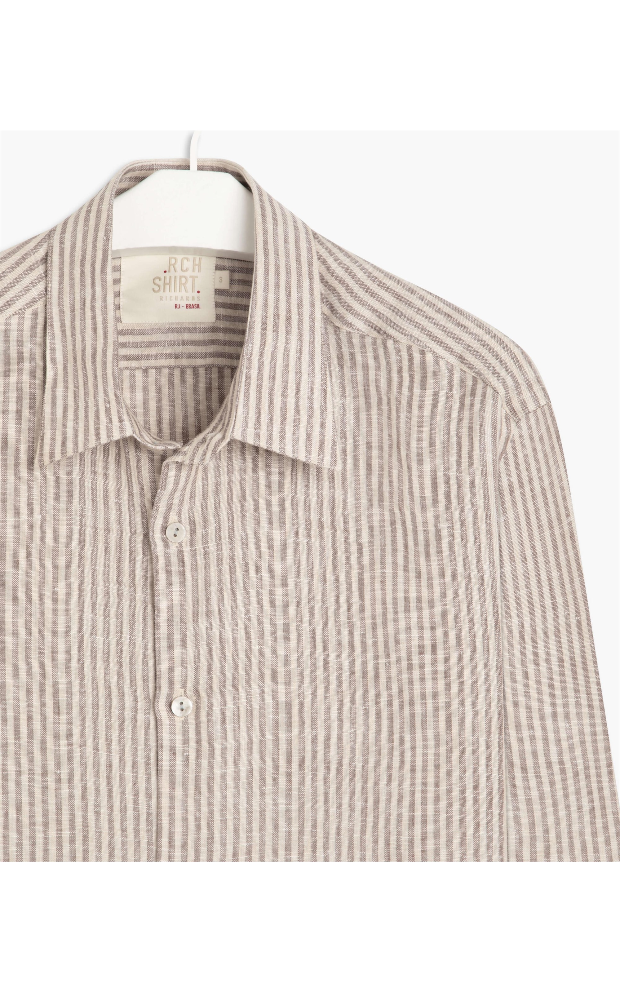 Camisa Linho  Ítalo Listrada Ml Bege