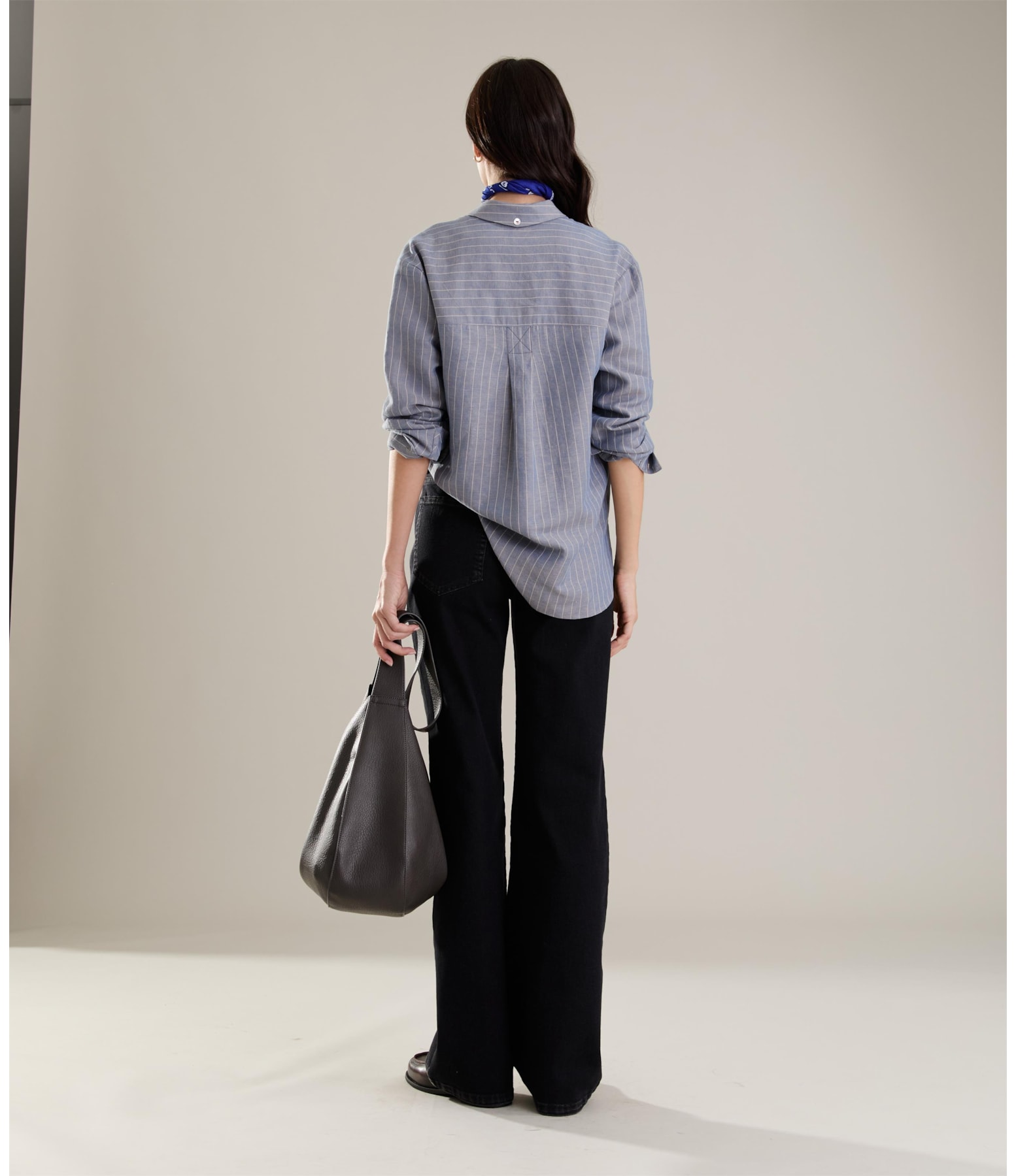 Camisa Linho  Jade  Striped Azul Pervante