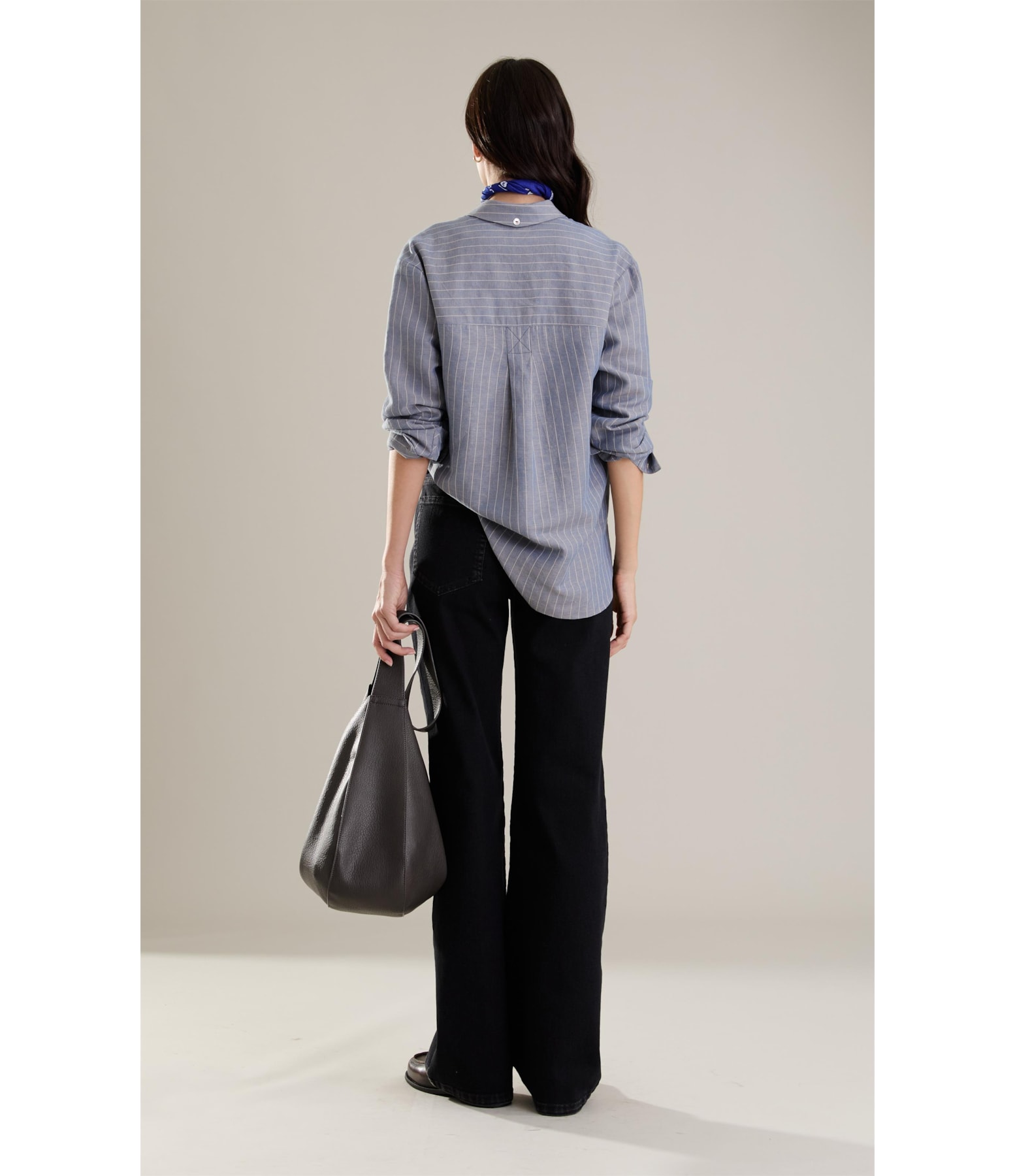 Camisa Linho  Jade  Striped Azul Pervante
