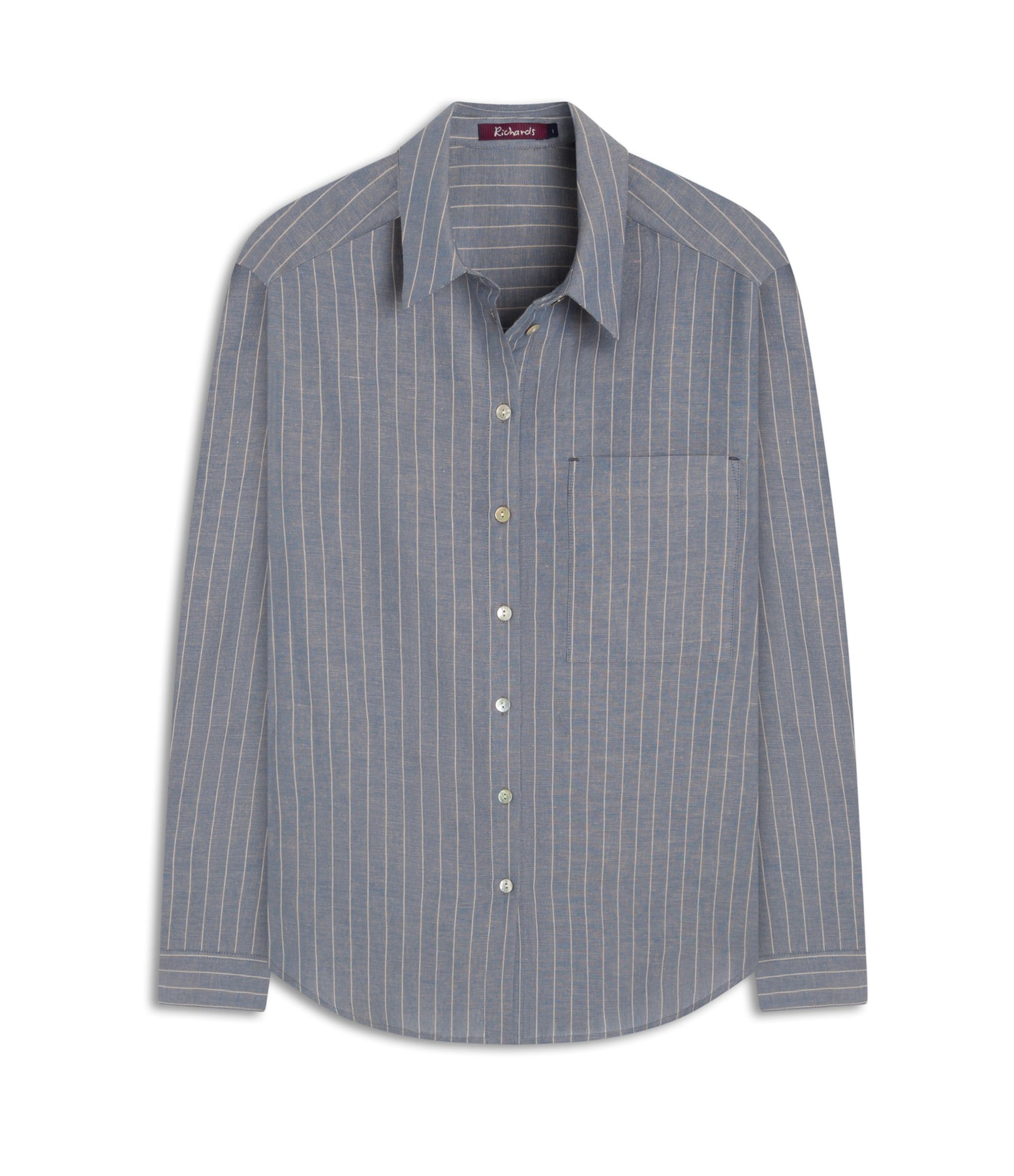 Camisa Linho  Jade  Striped Azul Pervante