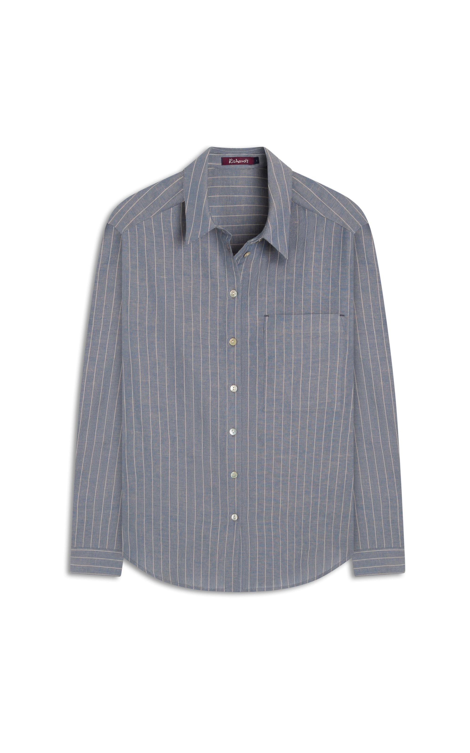 Camisa Linho  Jade  Striped Azul Pervante