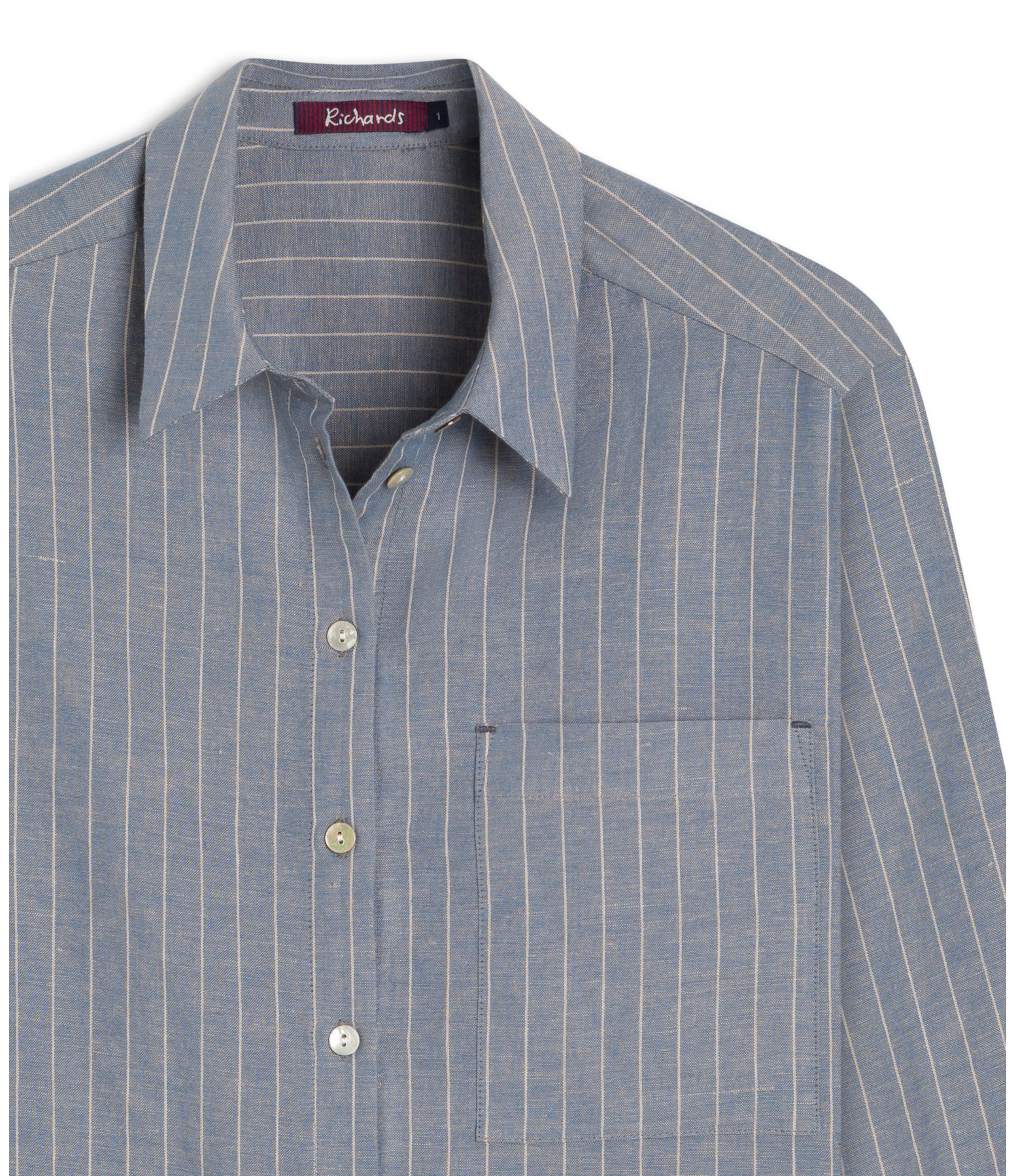 Camisa Linho  Jade  Striped Azul Pervante