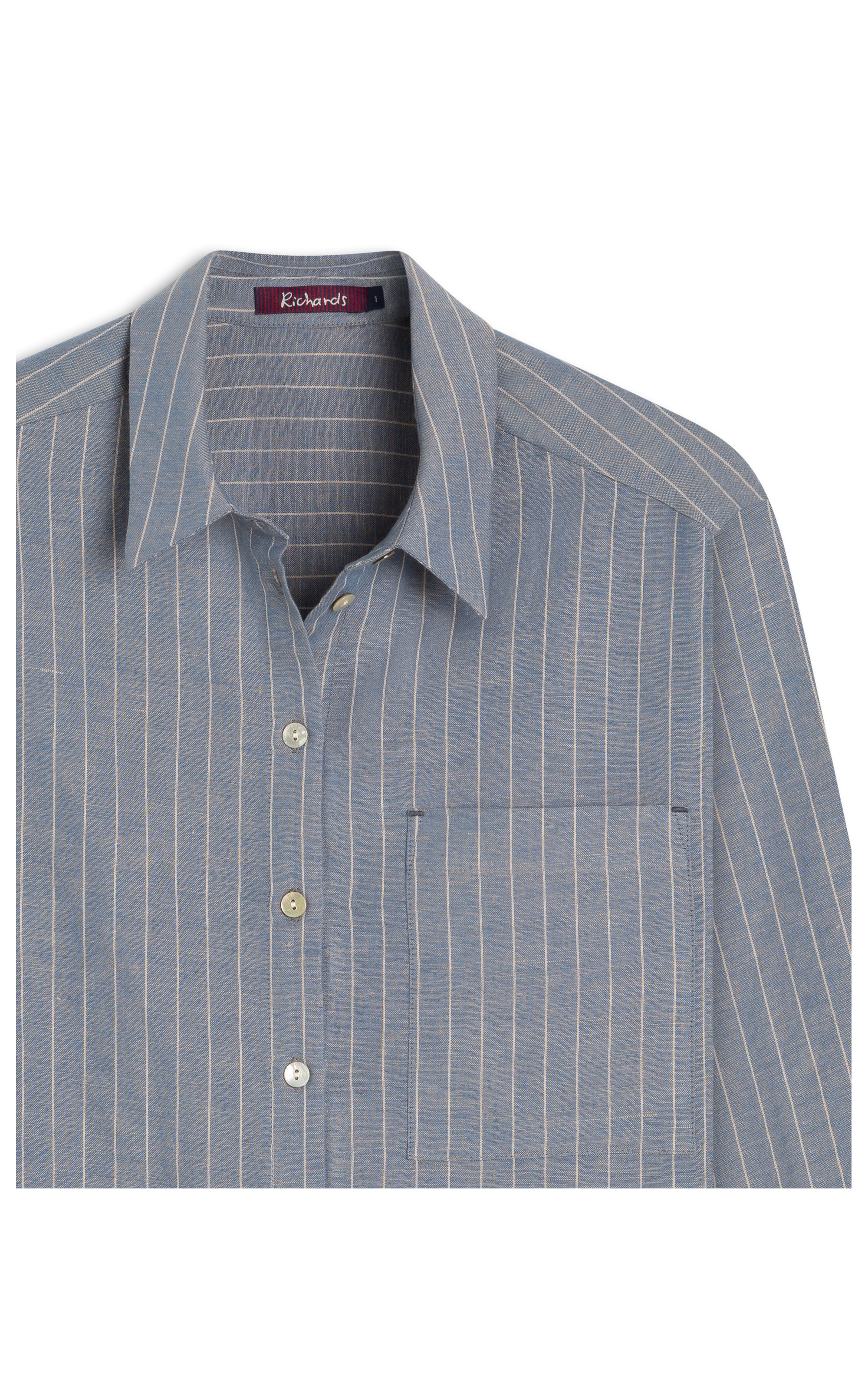 Camisa Linho  Jade  Striped Azul Pervante