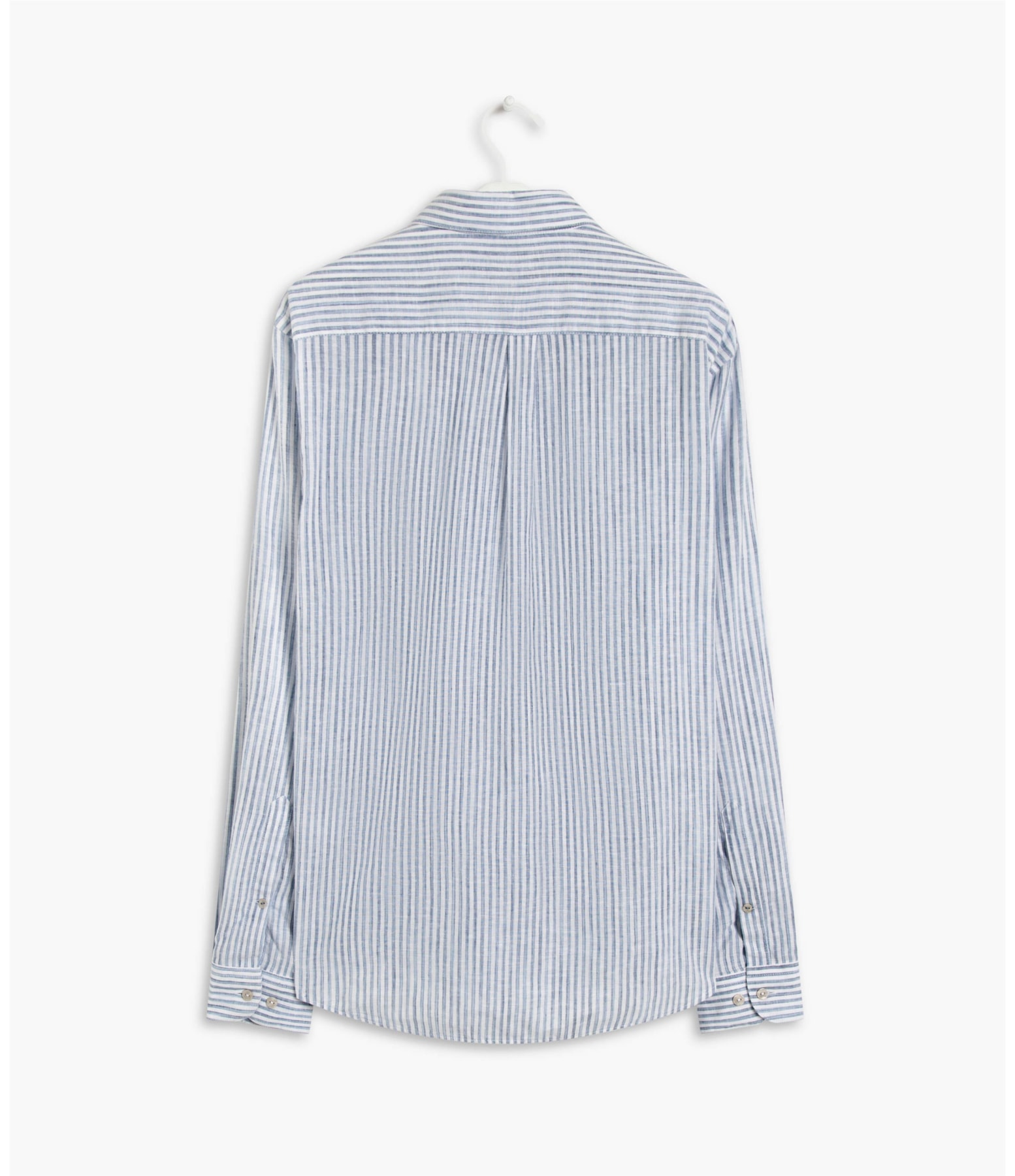 Camisa Linho  Jason Listrada Ml Azul Bic