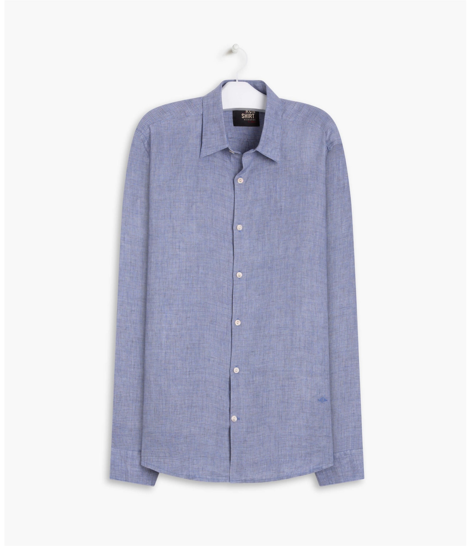 Camisa Linho  João Xadrez Ml Azul Bic