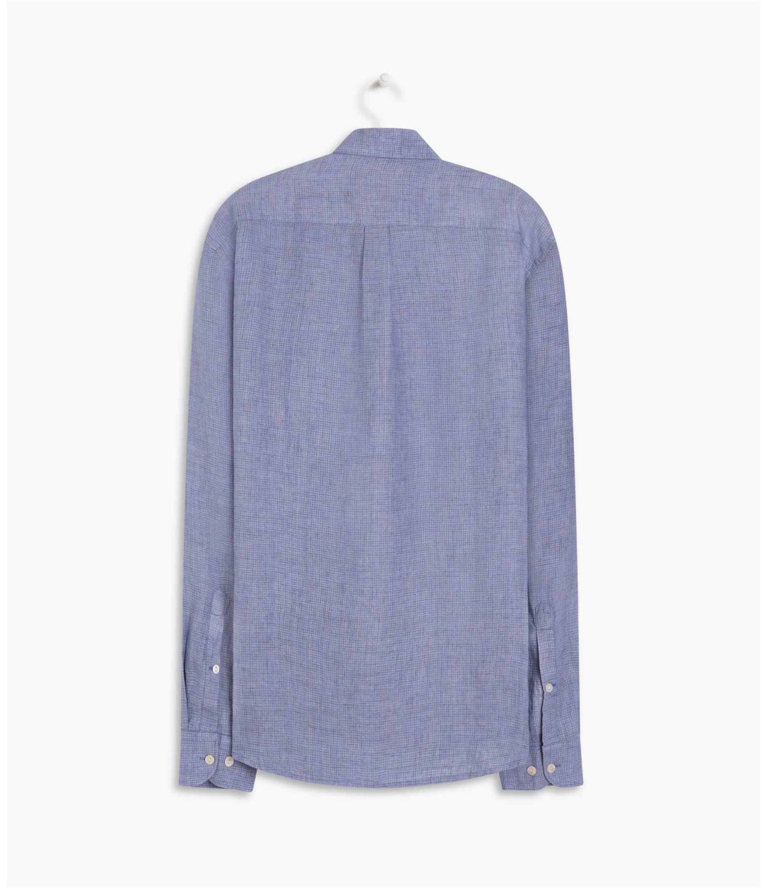 Camisa Linho  João Xadrez Ml Azul Bic