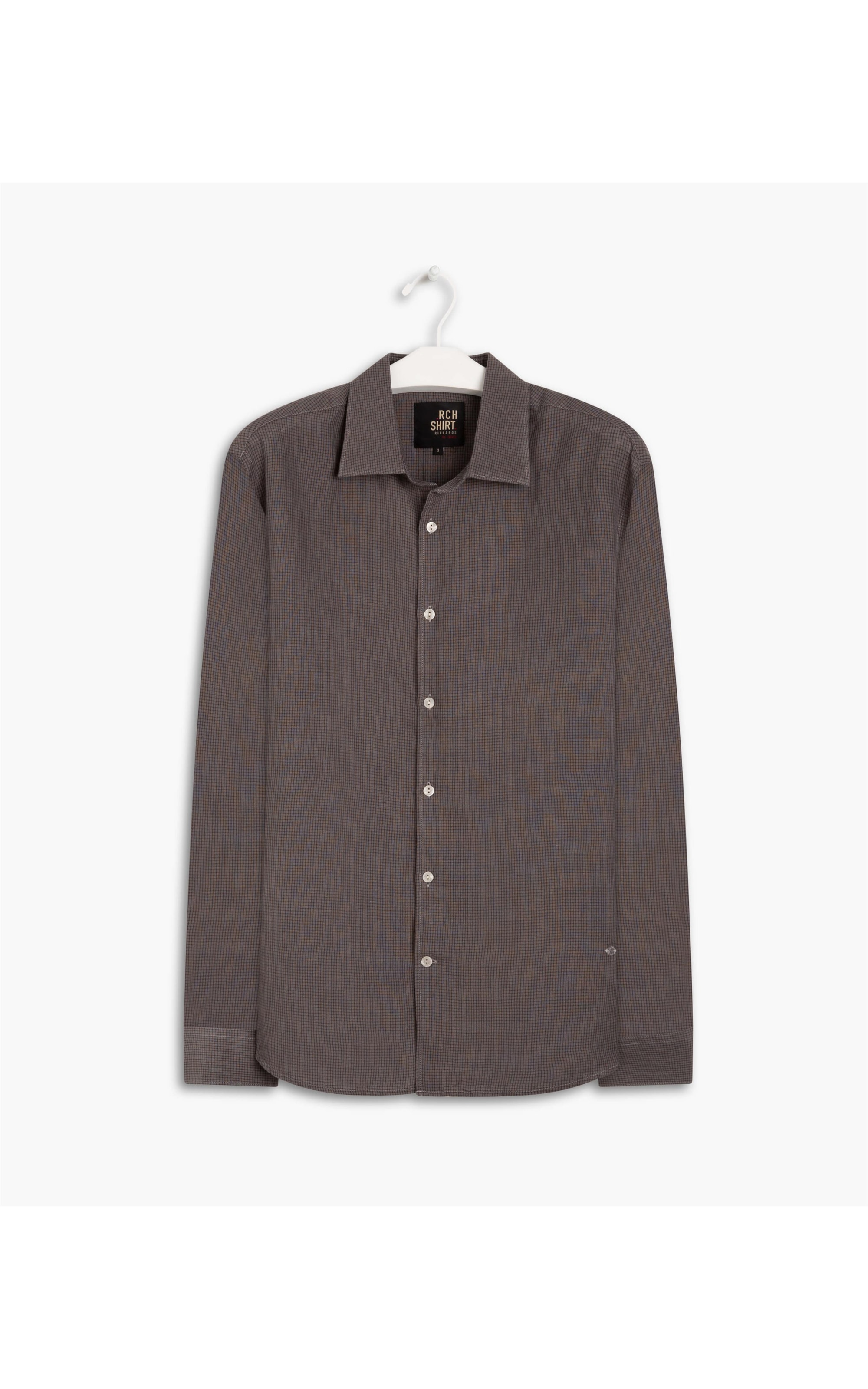 Camisa Linho  João Xadrez Ml Cinza Medio