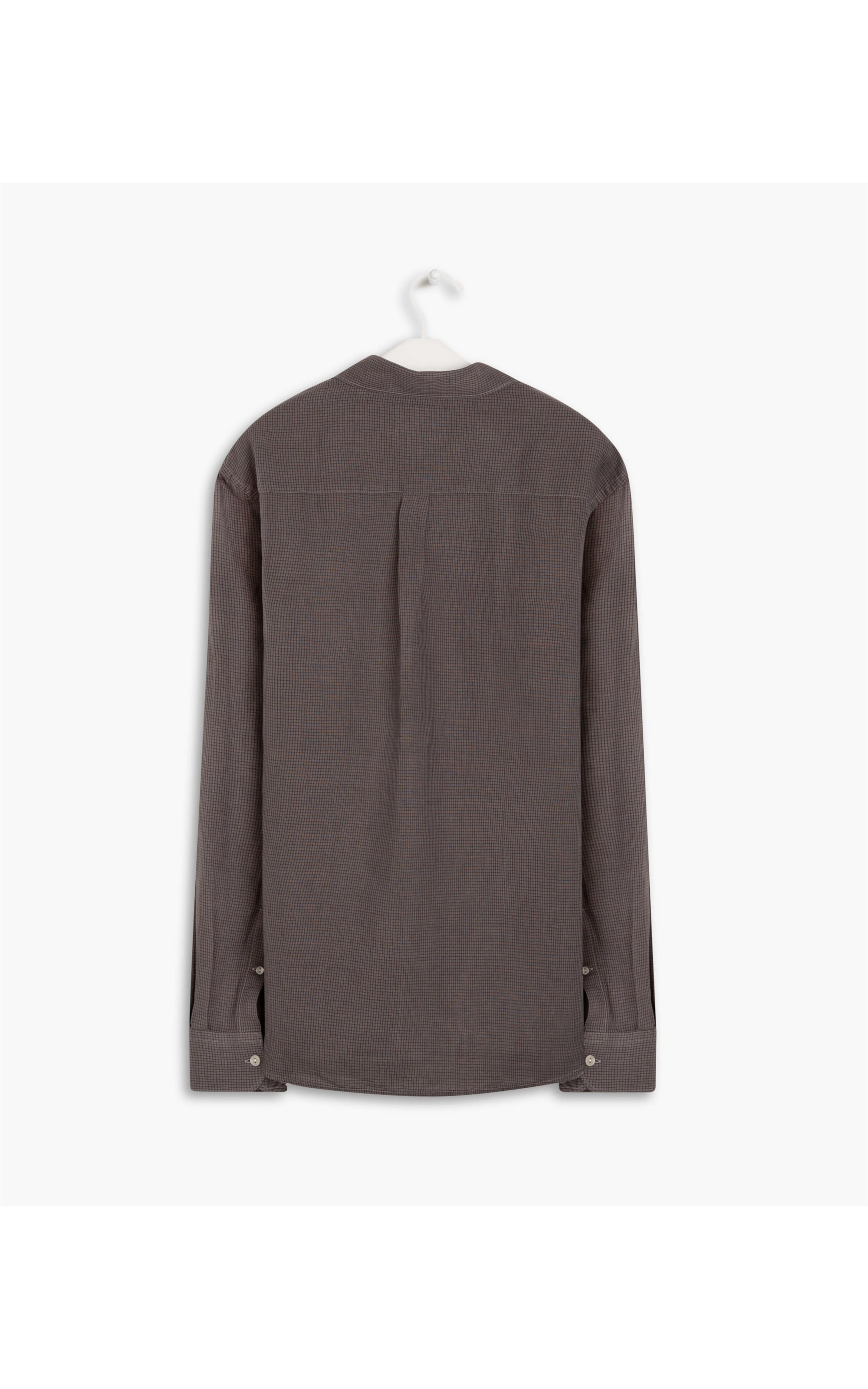 Camisa Linho  João Xadrez Ml Cinza Medio