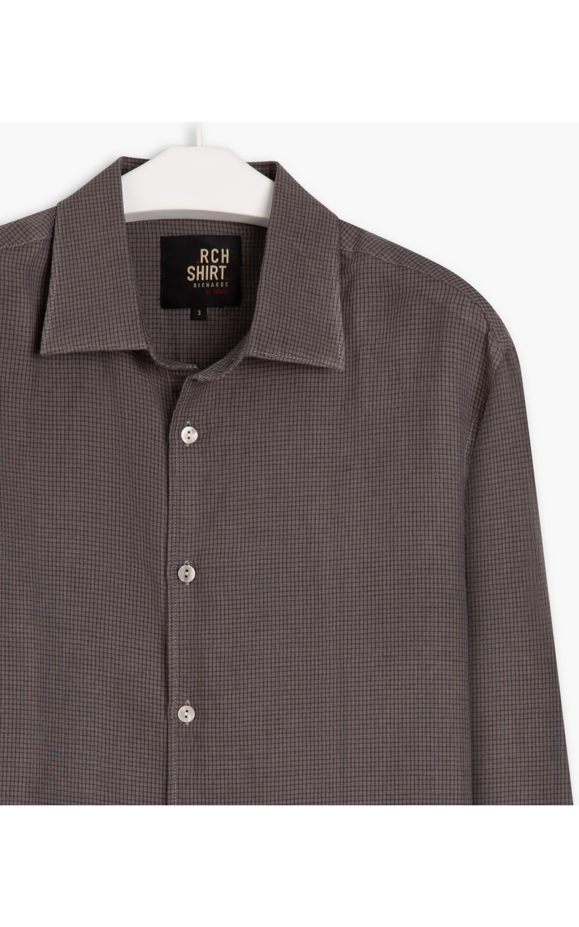 Camisa Linho  João Xadrez Ml Cinza Medio