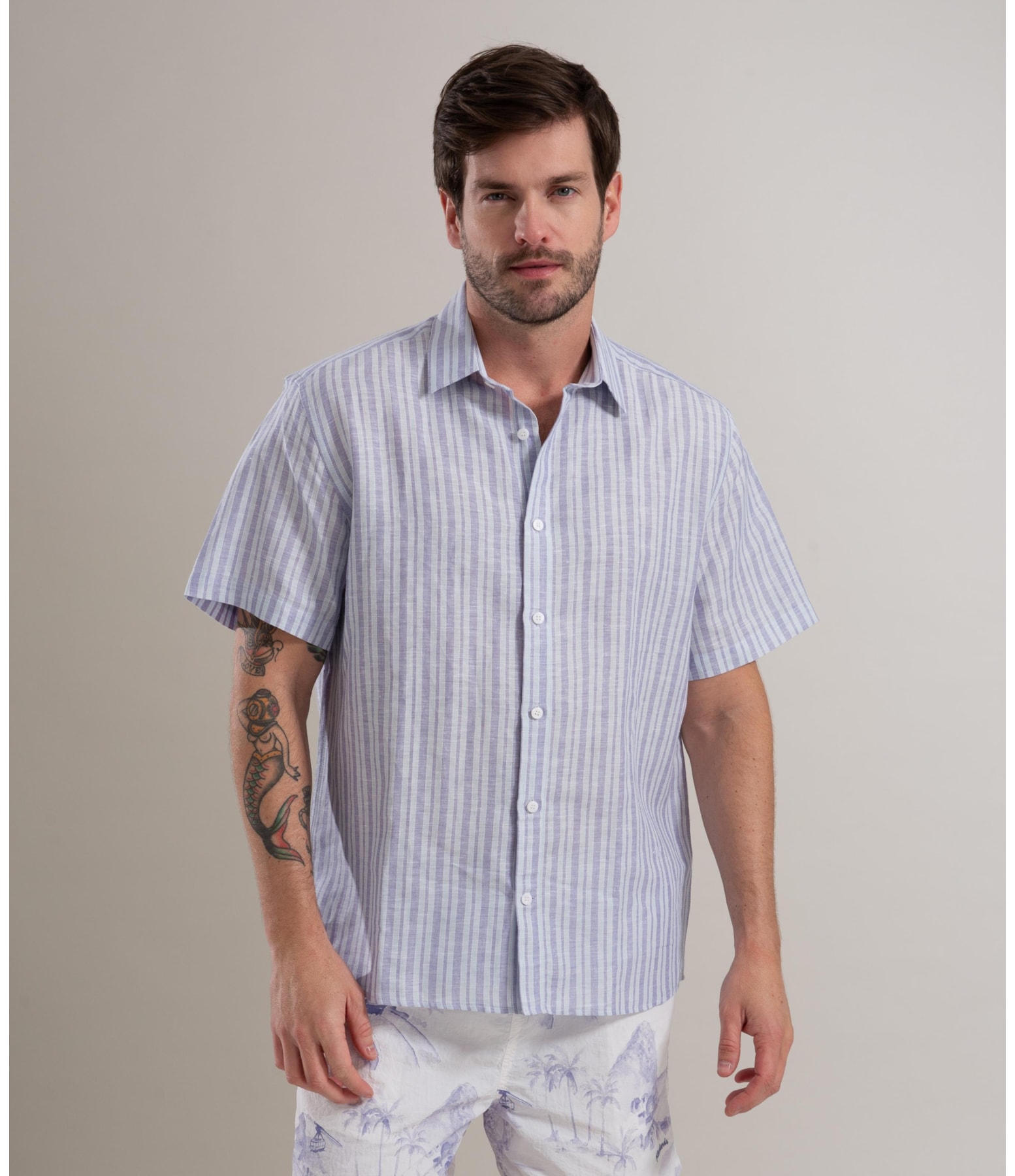 Camisa Linho  John Azul Pervante