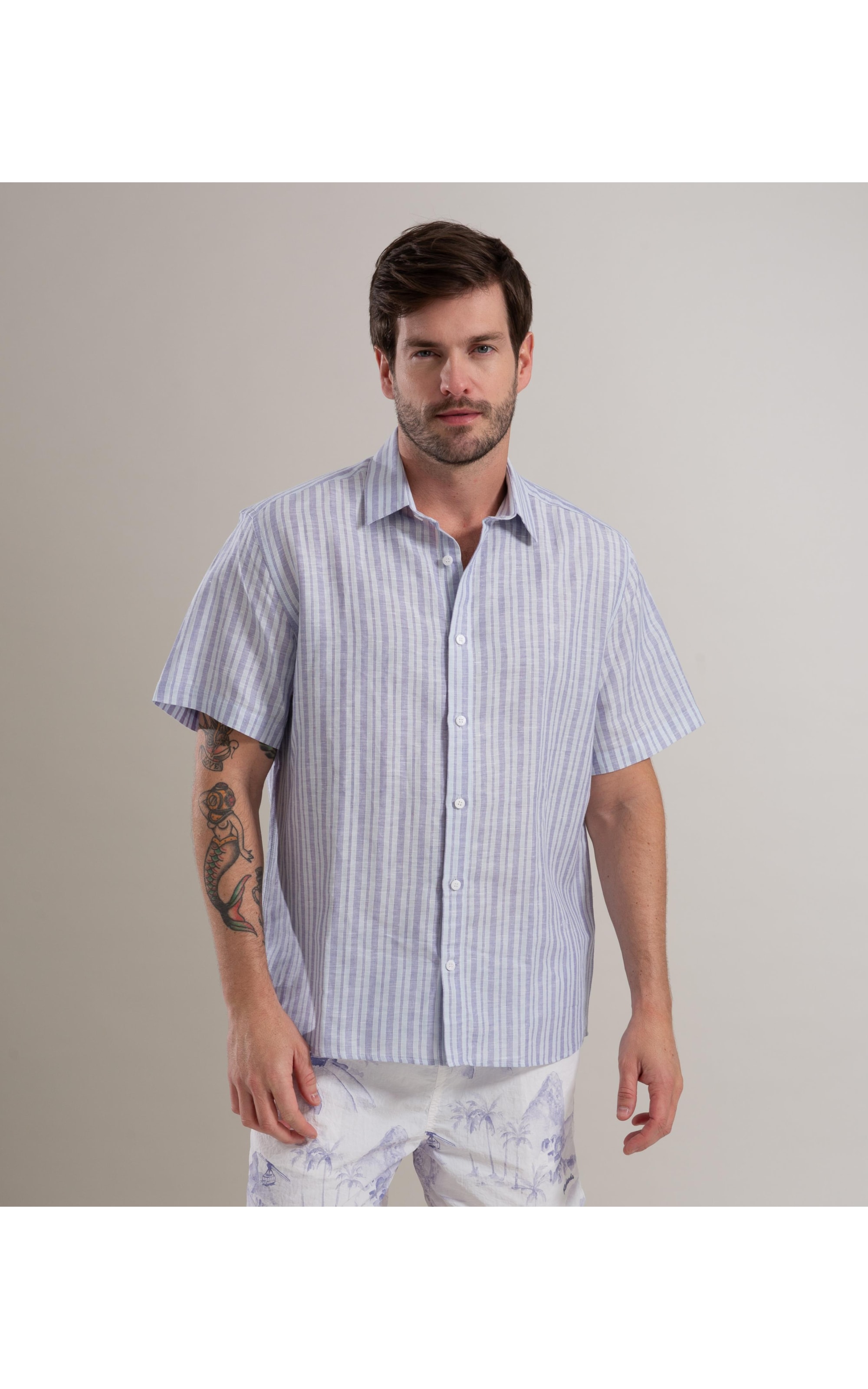 Camisa Linho  John Azul Pervante