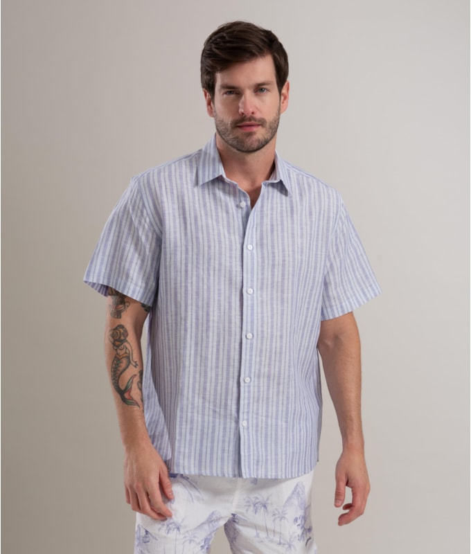 Camisa Linho  John Azul Pervante