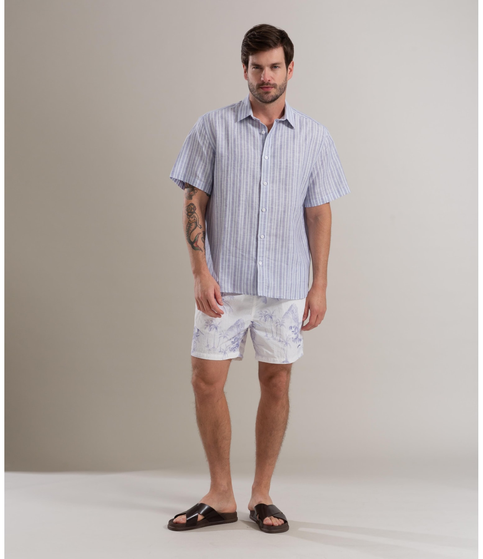 Camisa Linho  John Azul Pervante