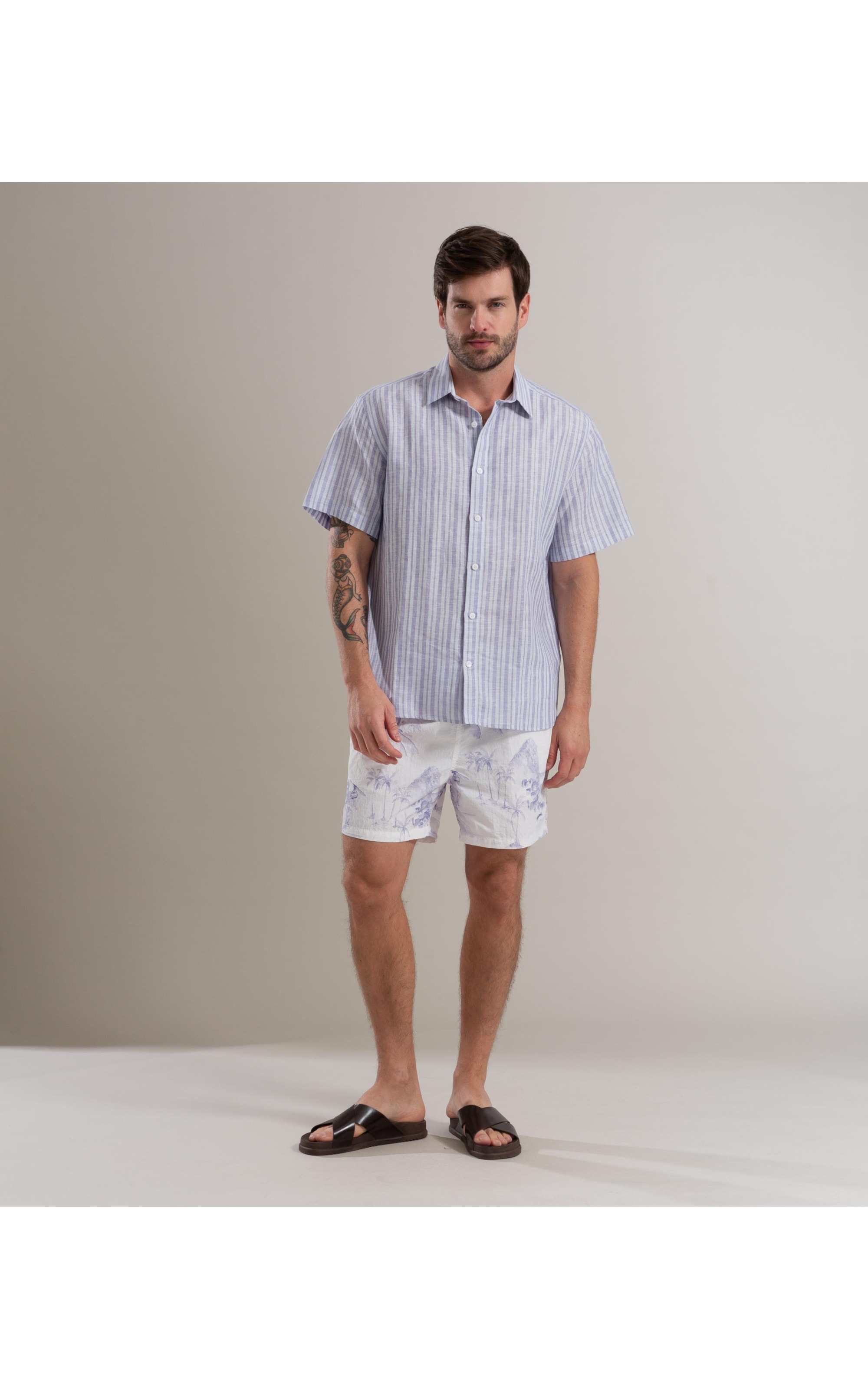 Camisa Linho  John Azul Pervante