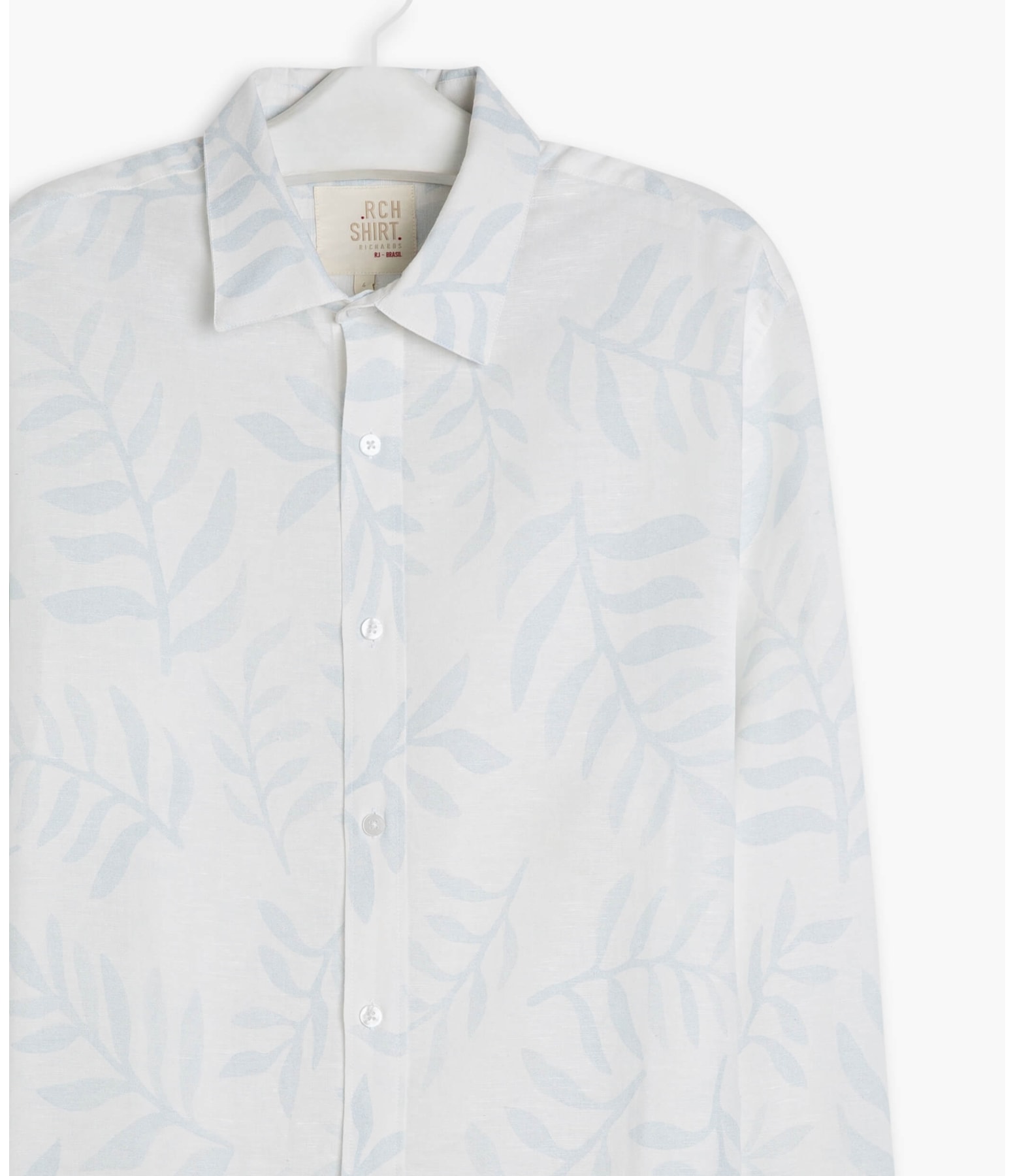 Camisa Linho  Kairo Estampada Ml Azul Bic