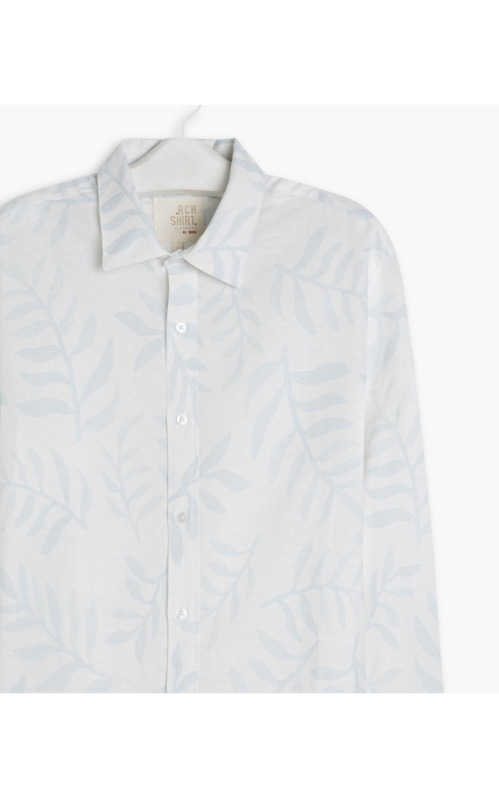 Camisa Linho  Kairo Estampada Ml Azul Bic