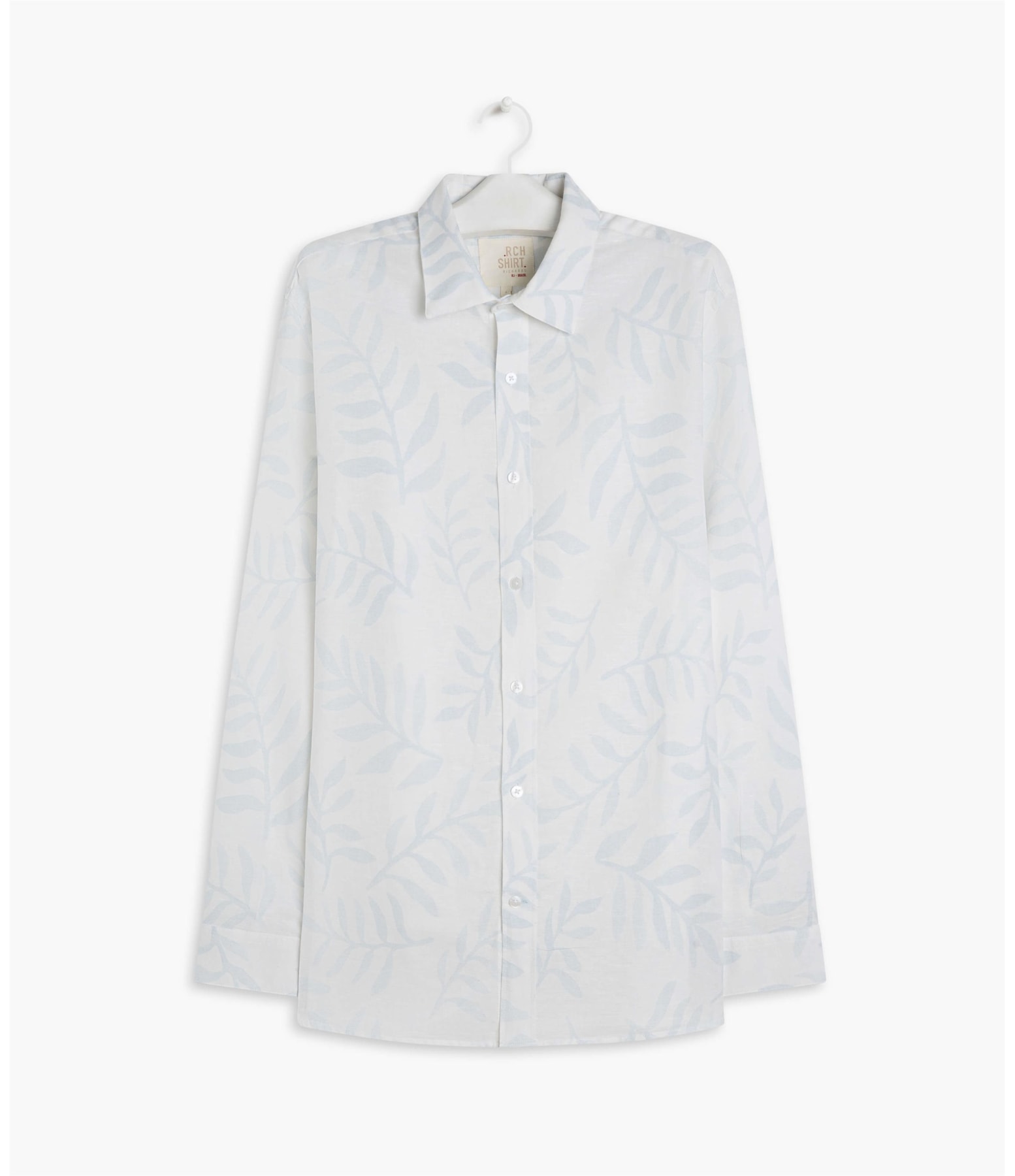 Camisa Linho  Kairo Estampada Ml Azul Bic