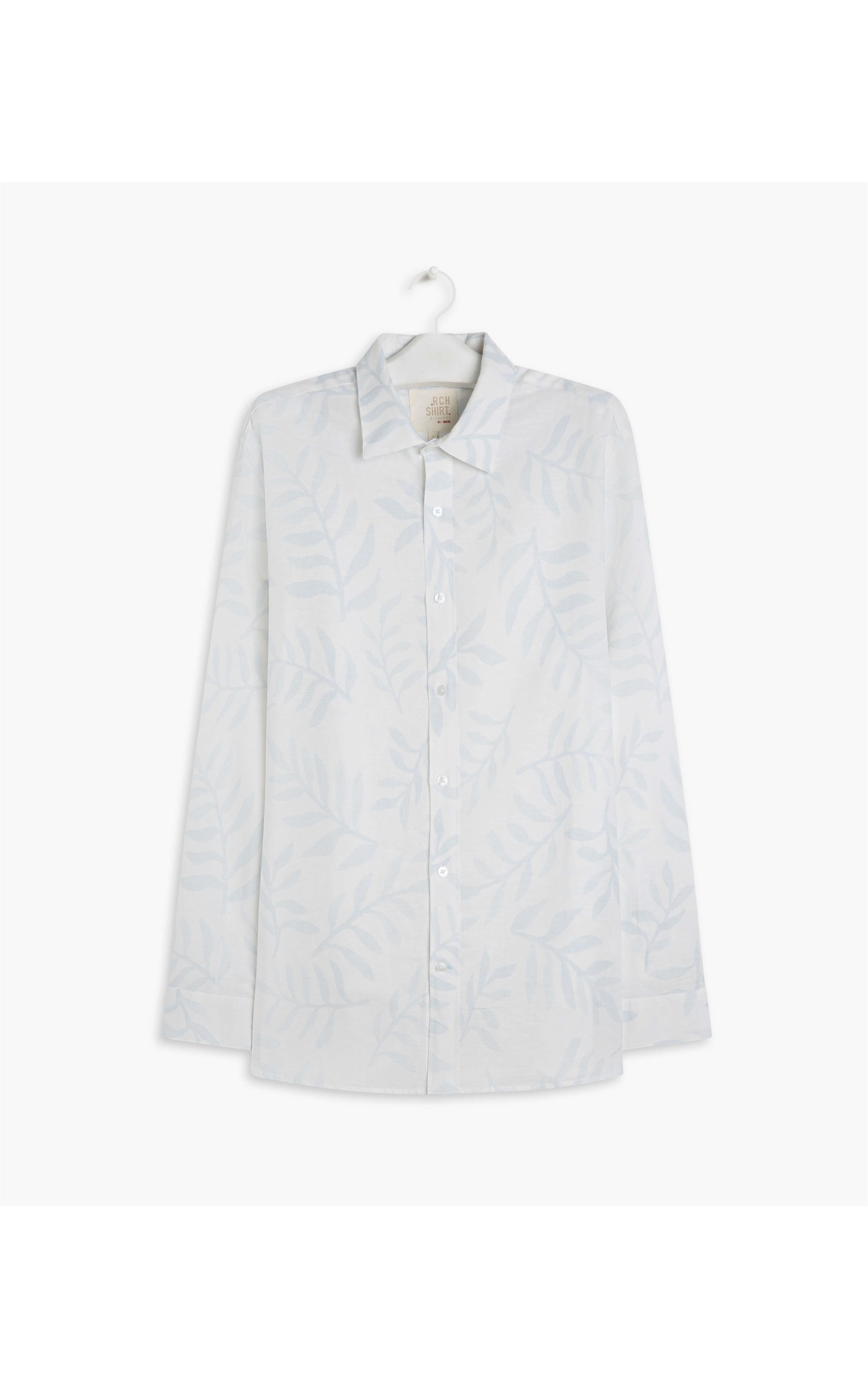 Camisa Linho  Kairo Estampada Ml Azul Bic