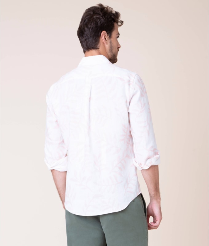 Camisa Linho  Kairo Estampada Ml Laranja