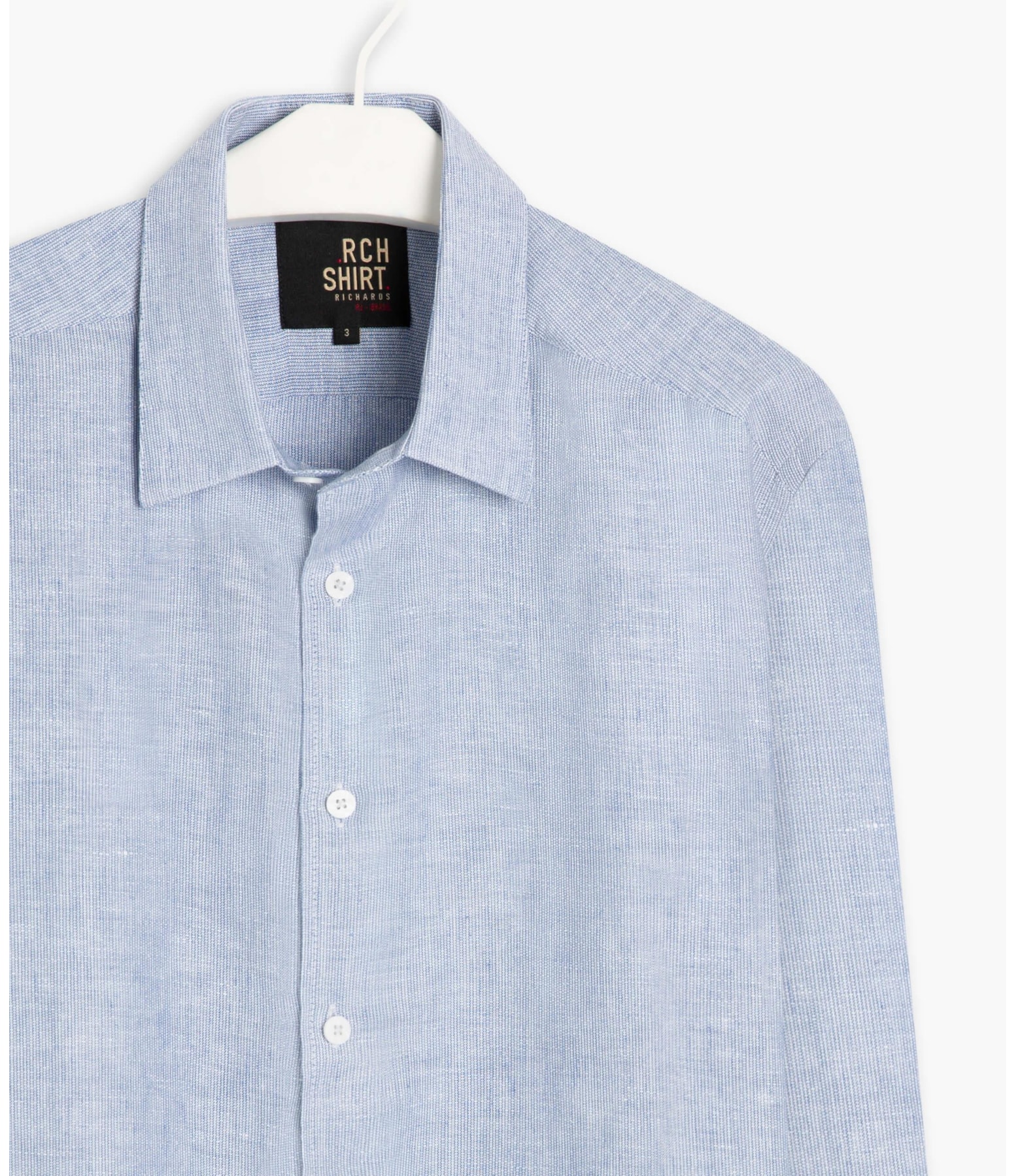 Camisa Linho  Kleber Ml Masculino Richards. Azul Claro