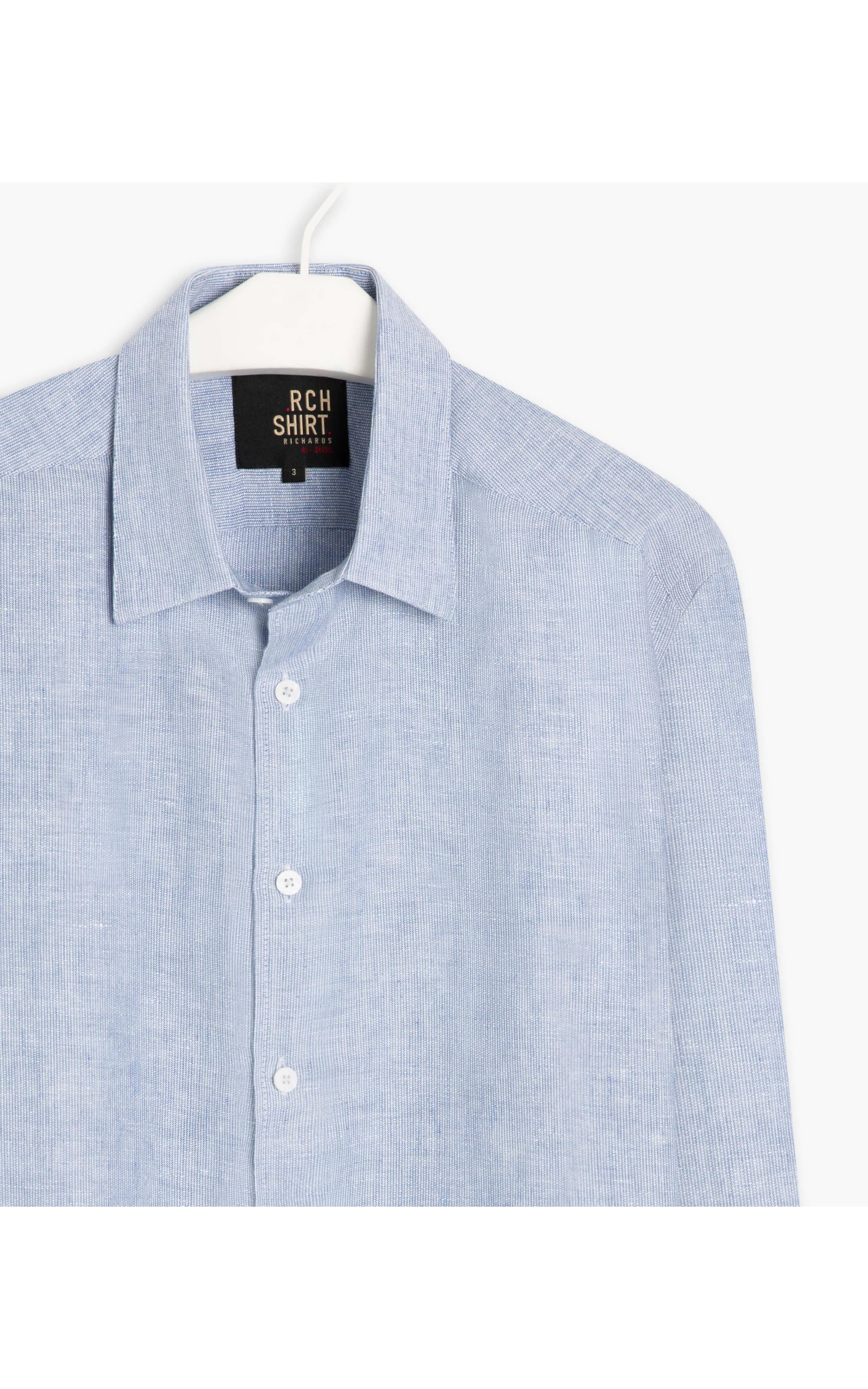 Camisa Linho  Kleber Ml Masculino Richards. Azul Claro