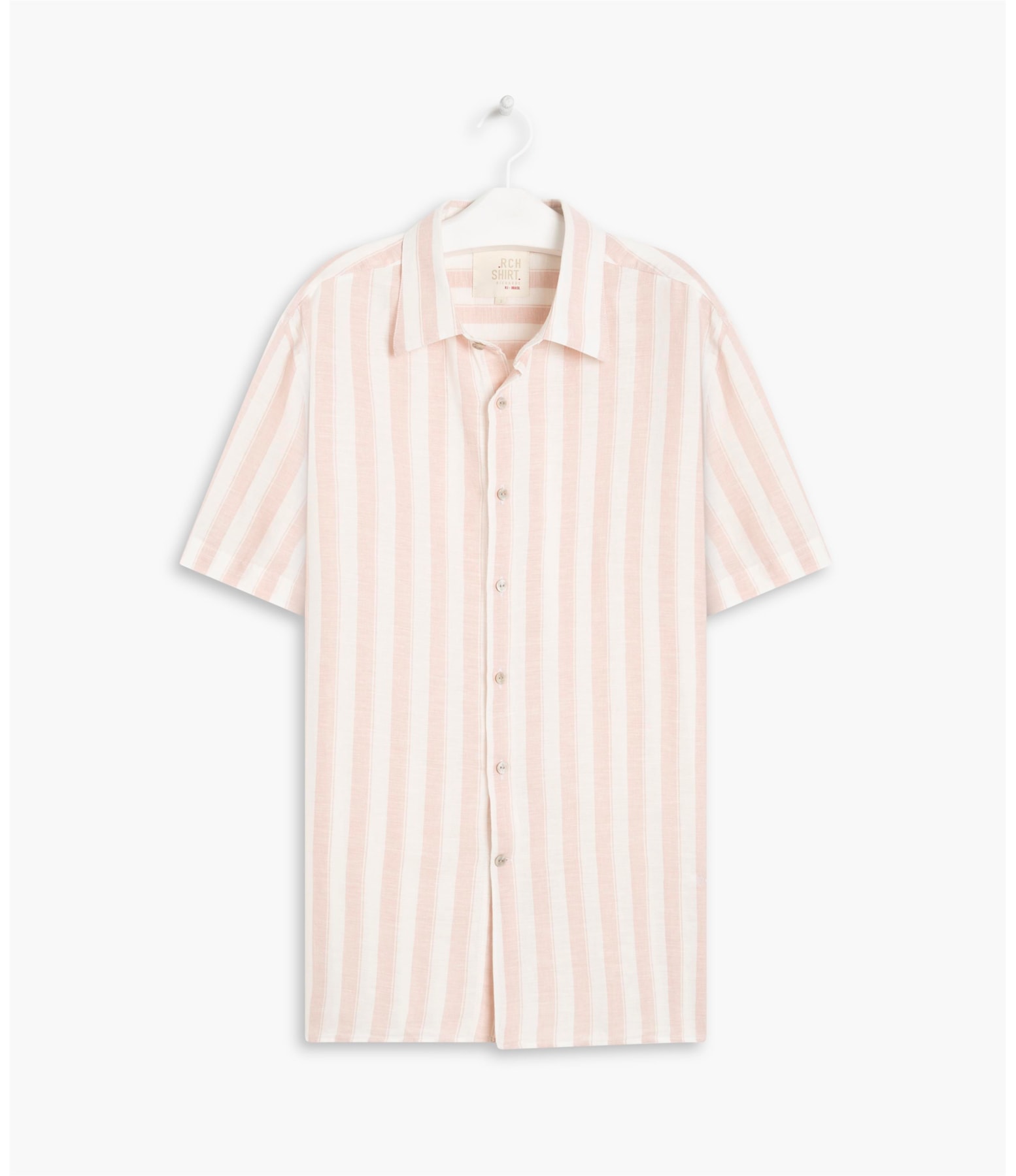 Camisa Linho  Large Strypes Rosa Dusty