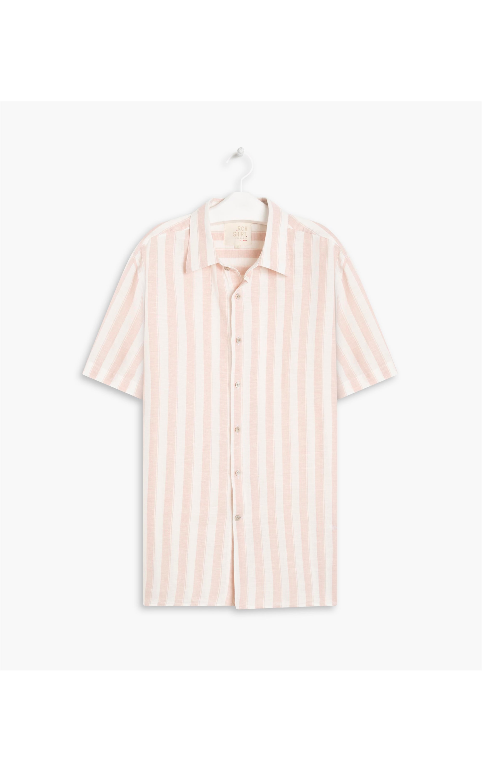 Camisa Linho  Large Strypes Rosa Dusty
