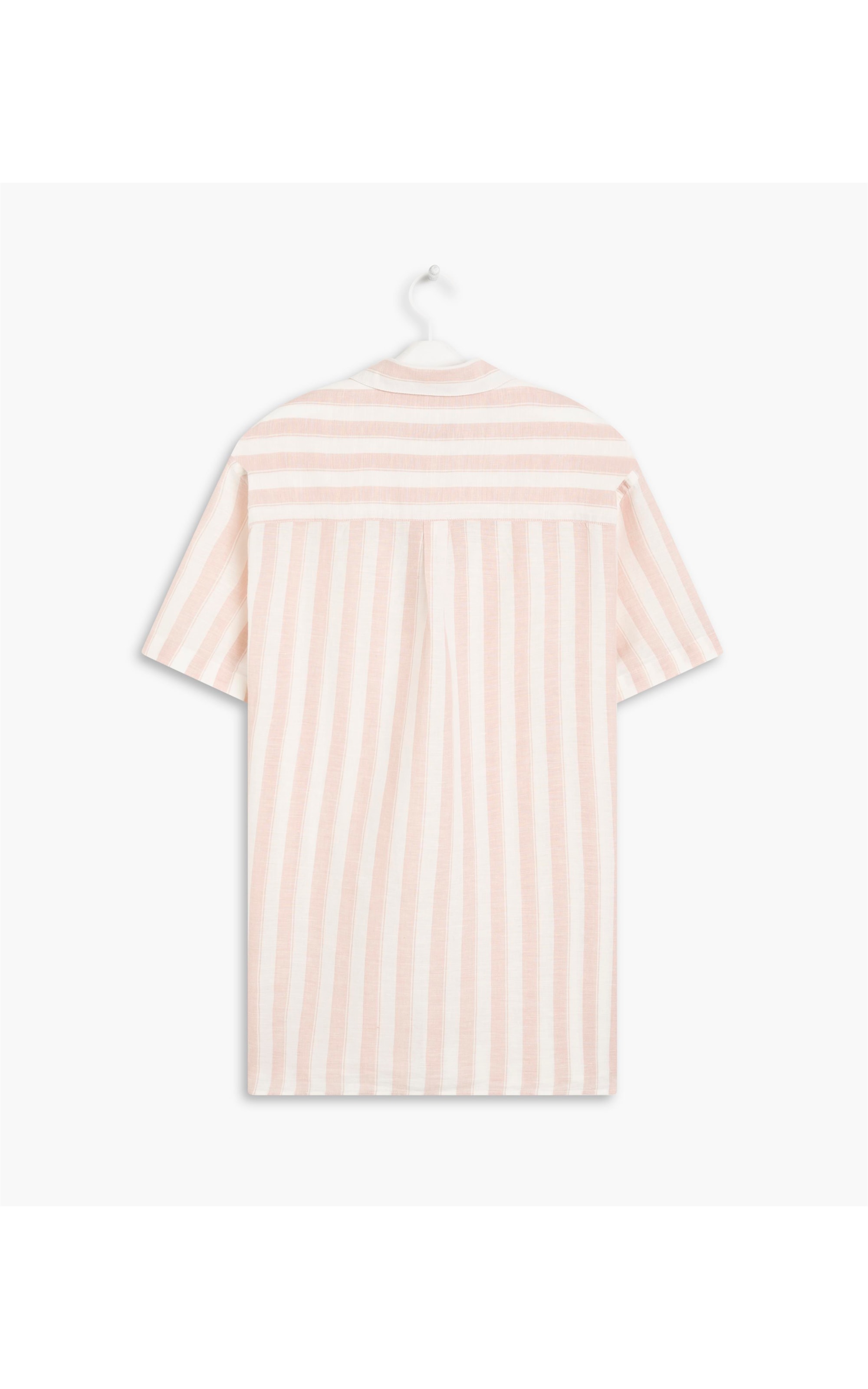 Camisa Linho  Large Strypes Rosa Dusty
