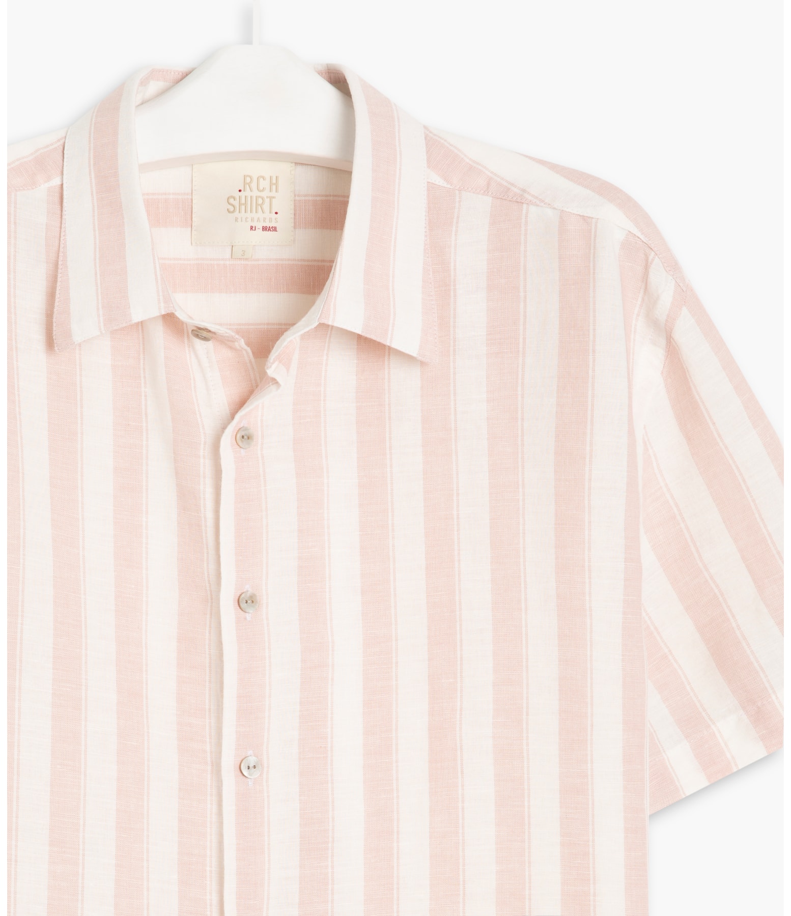 Camisa Linho  Large Strypes Rosa Dusty