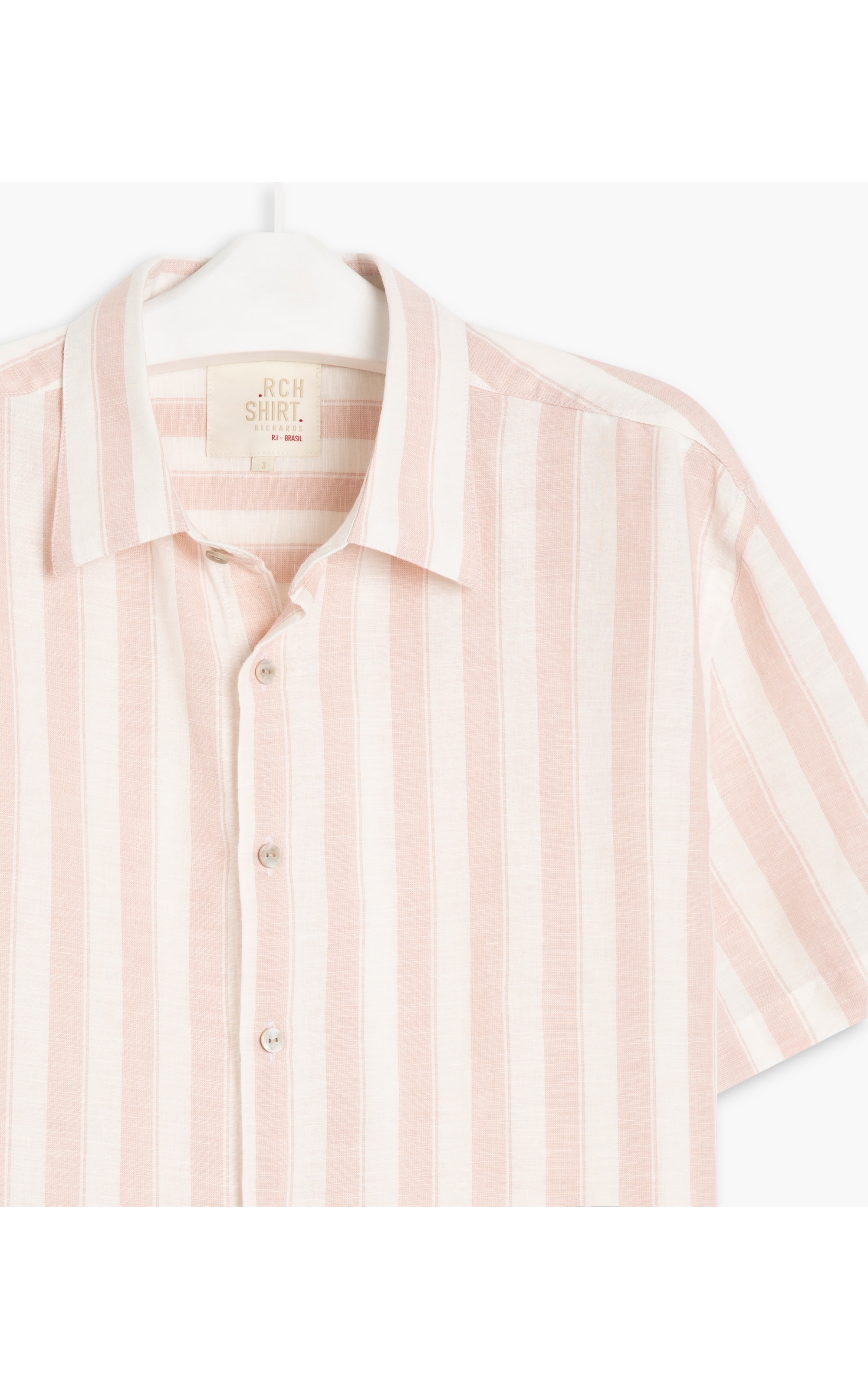 Camisa Linho  Large Strypes Rosa Dusty