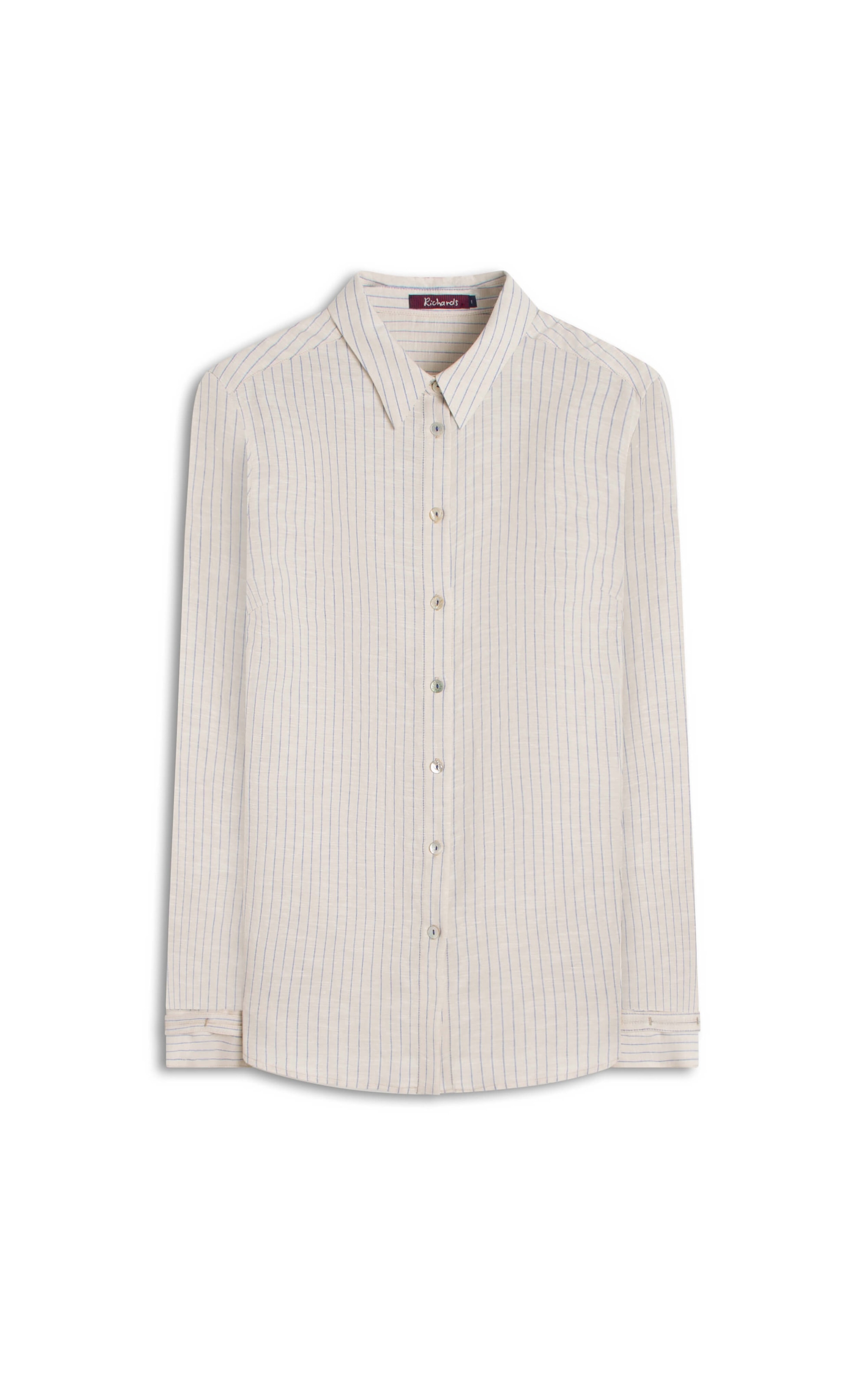 Camisa Linho  Leona  Striped Azul Bic
