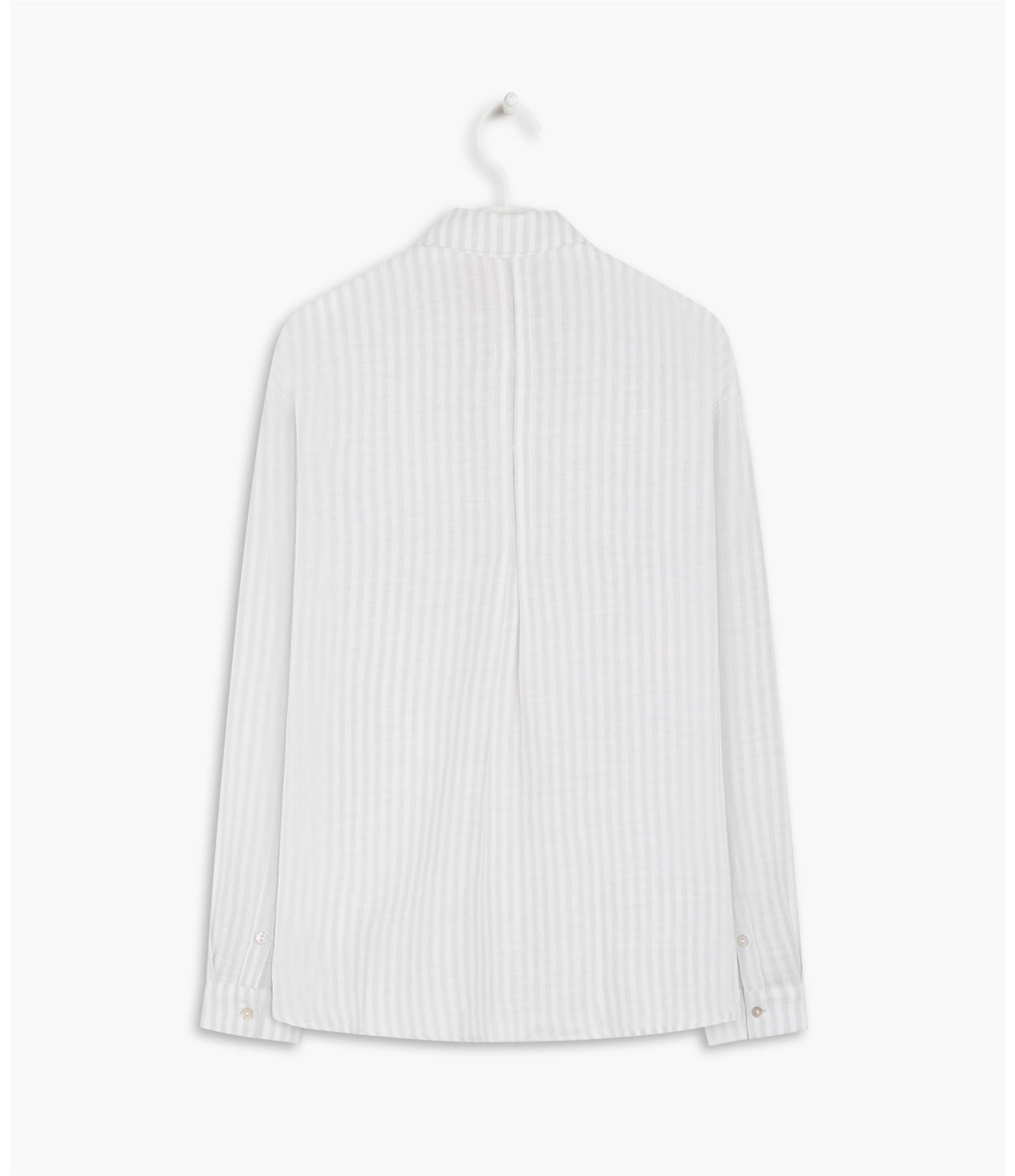 Camisa Linho  Libia Stripe Cinza Claro