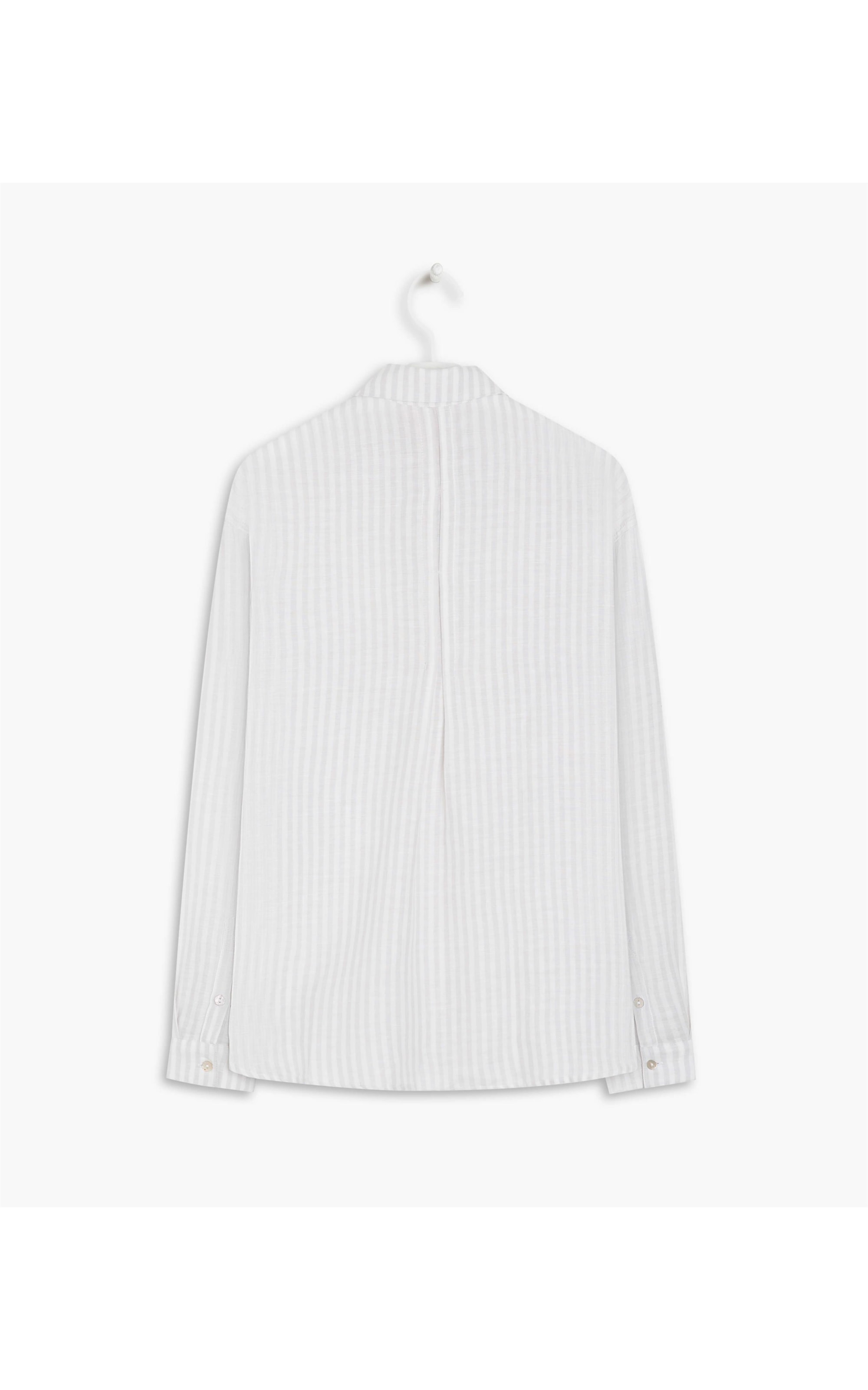 Camisa Linho  Libia Stripe Cinza Claro