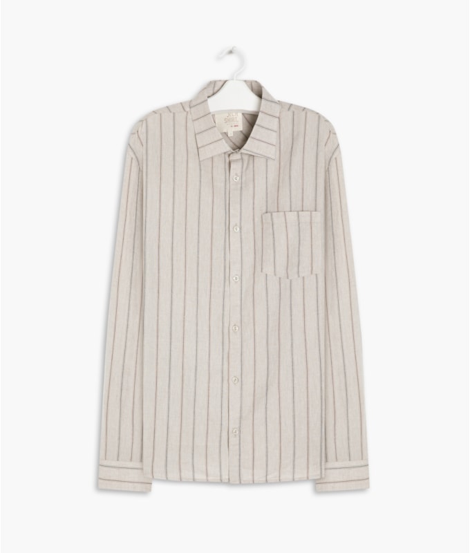 Camisa Linho  Light Stripes Ml Areia
