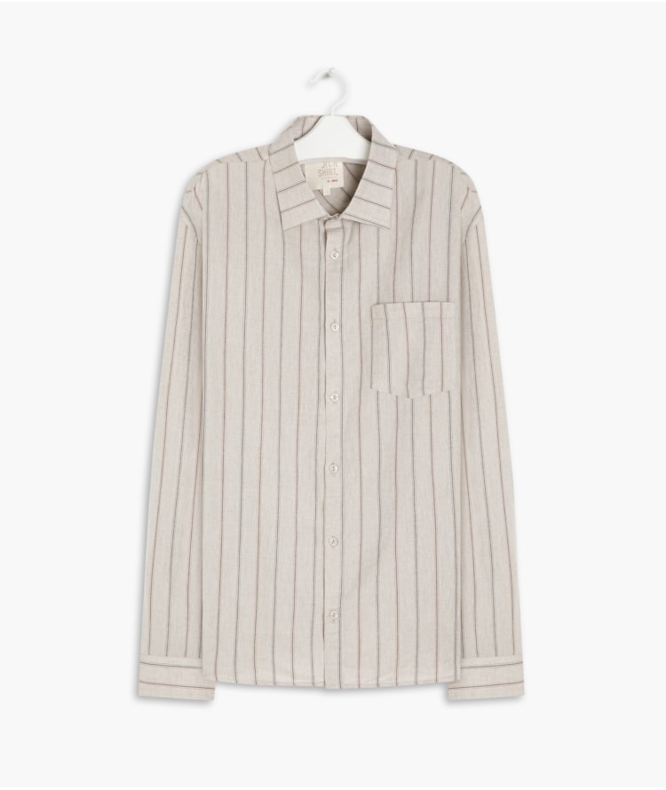 Camisa Linho  Light Stripes Ml Areia