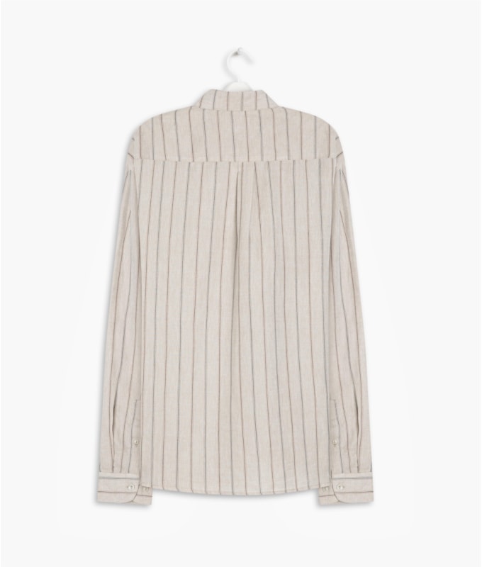 Camisa Linho  Light Stripes Ml Areia