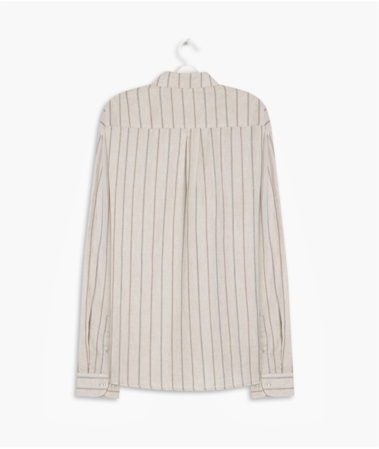 Camisa Linho  Light Stripes Ml Areia
