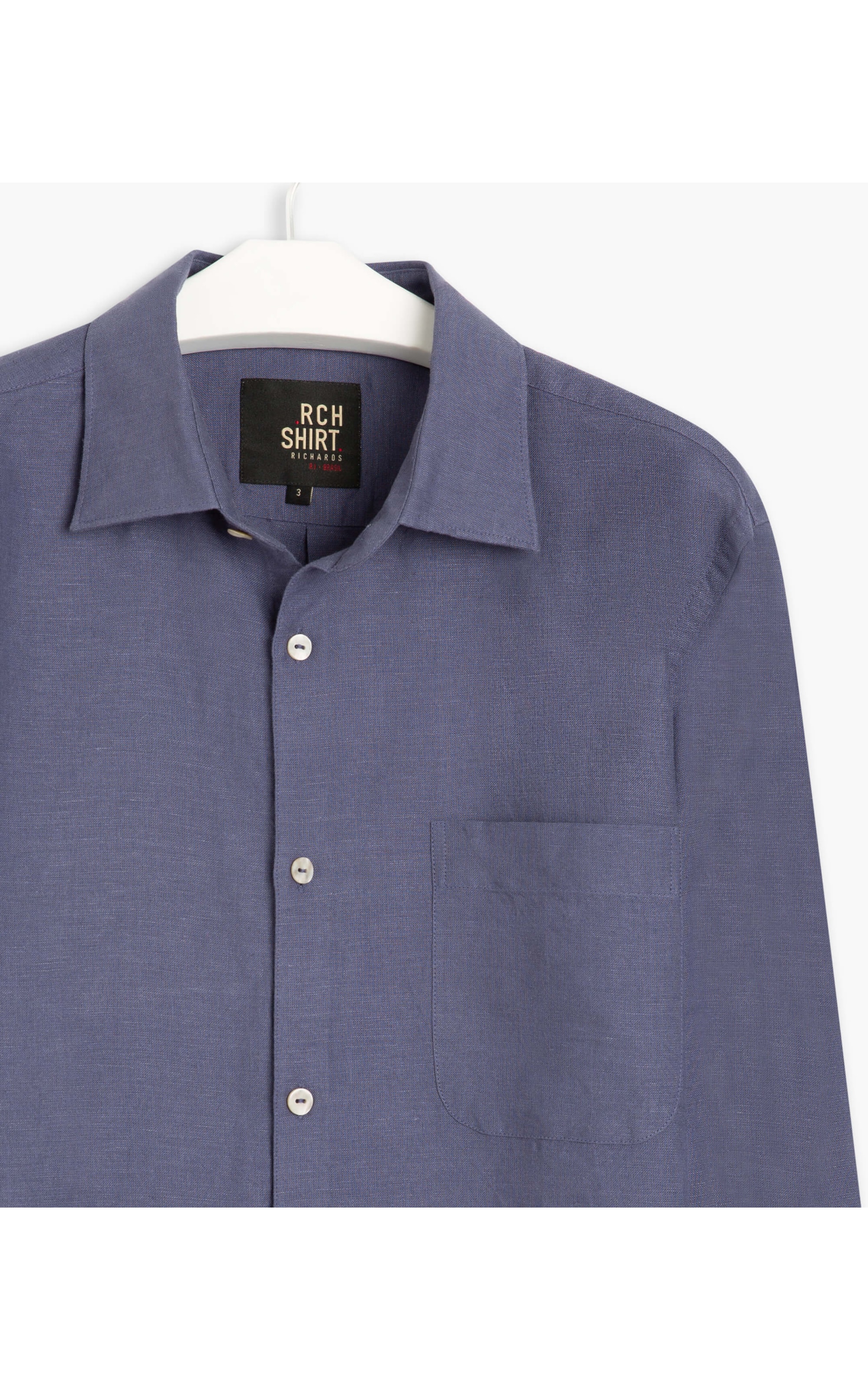 Camisa Linho  Lisa Cross Dye Ml Cinza Mescla
