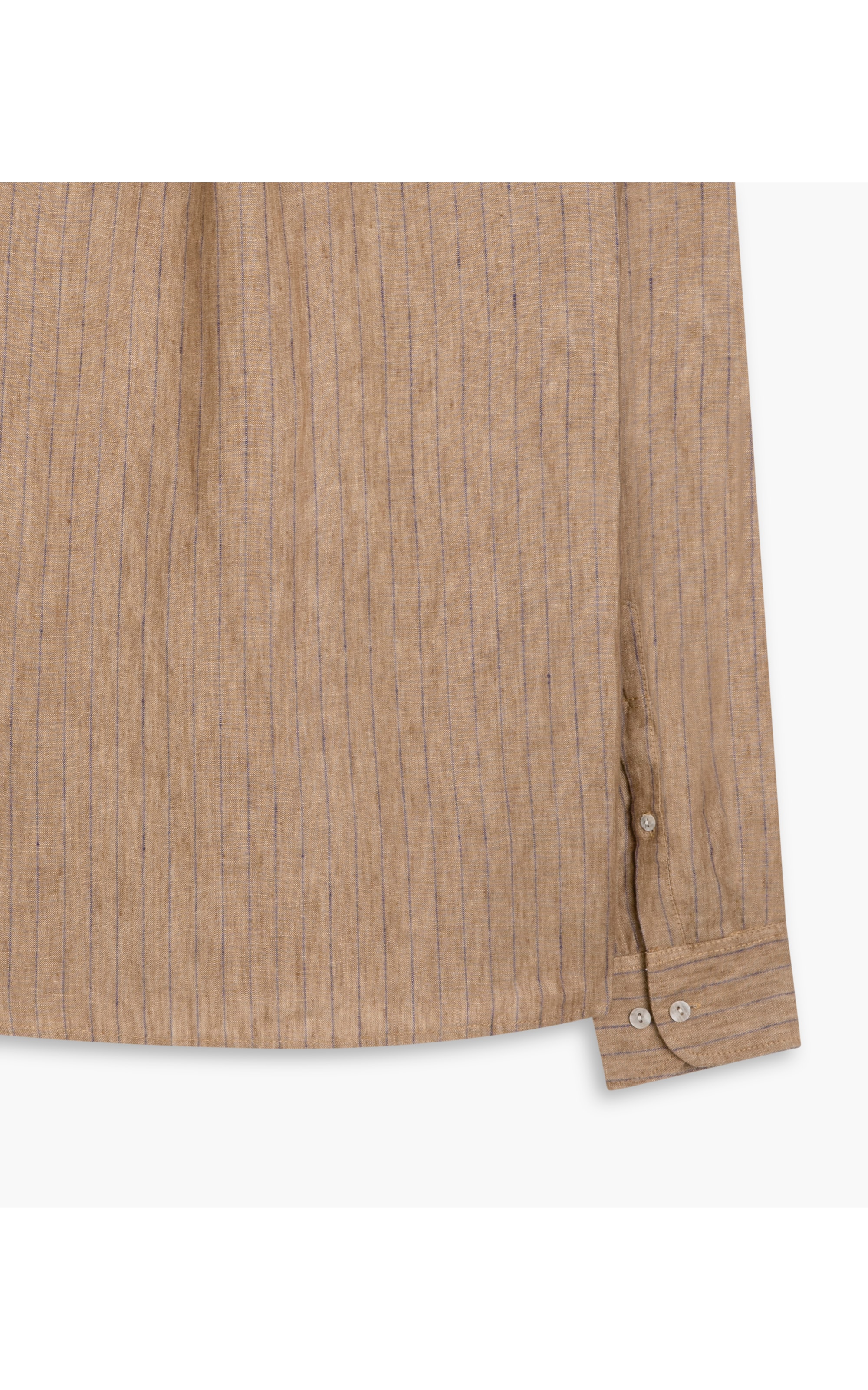 Camisa Linho  Listrada Adriano Marrom