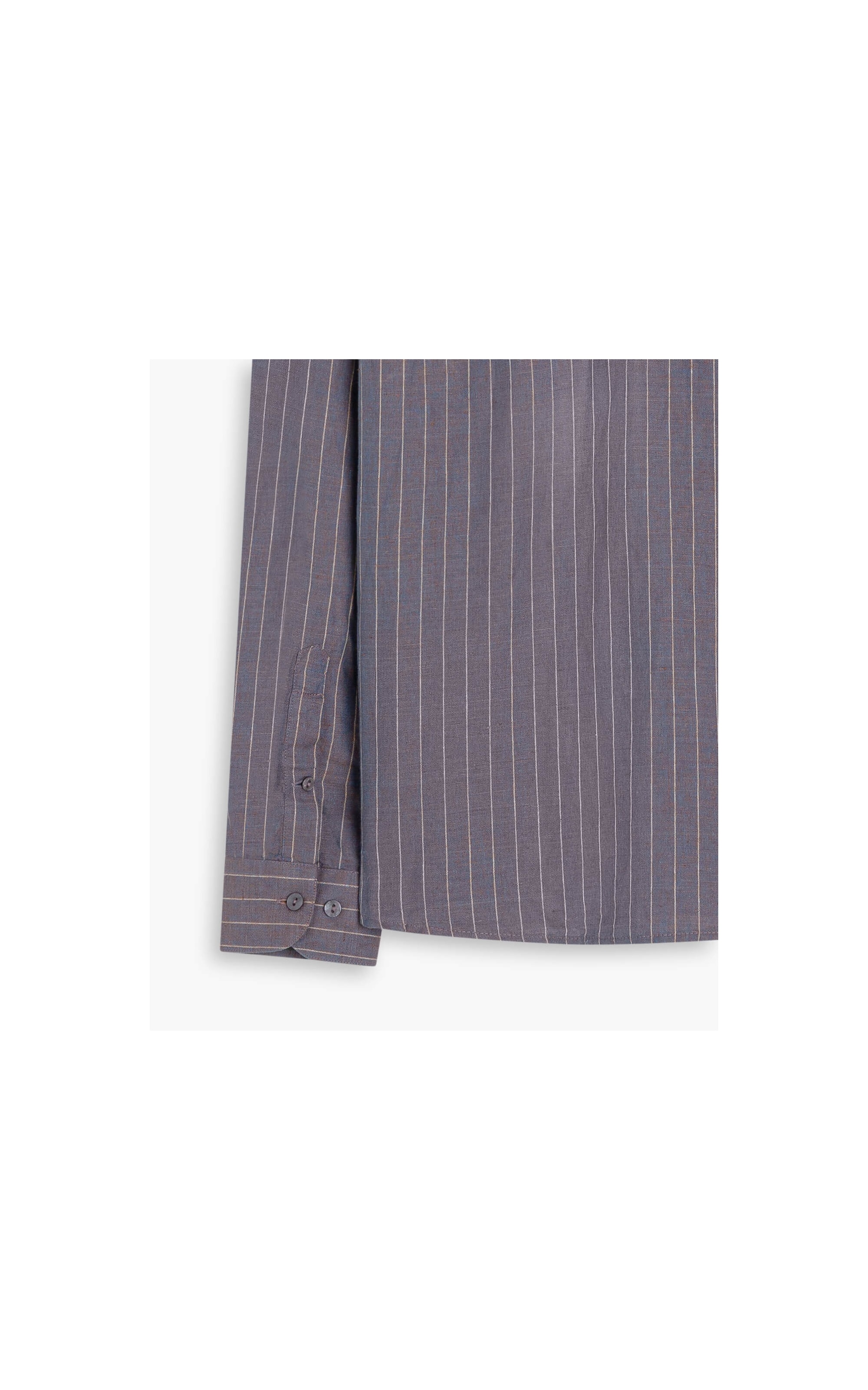 Camisa Linho  Listrada Adriano Ml Azul Pervante
