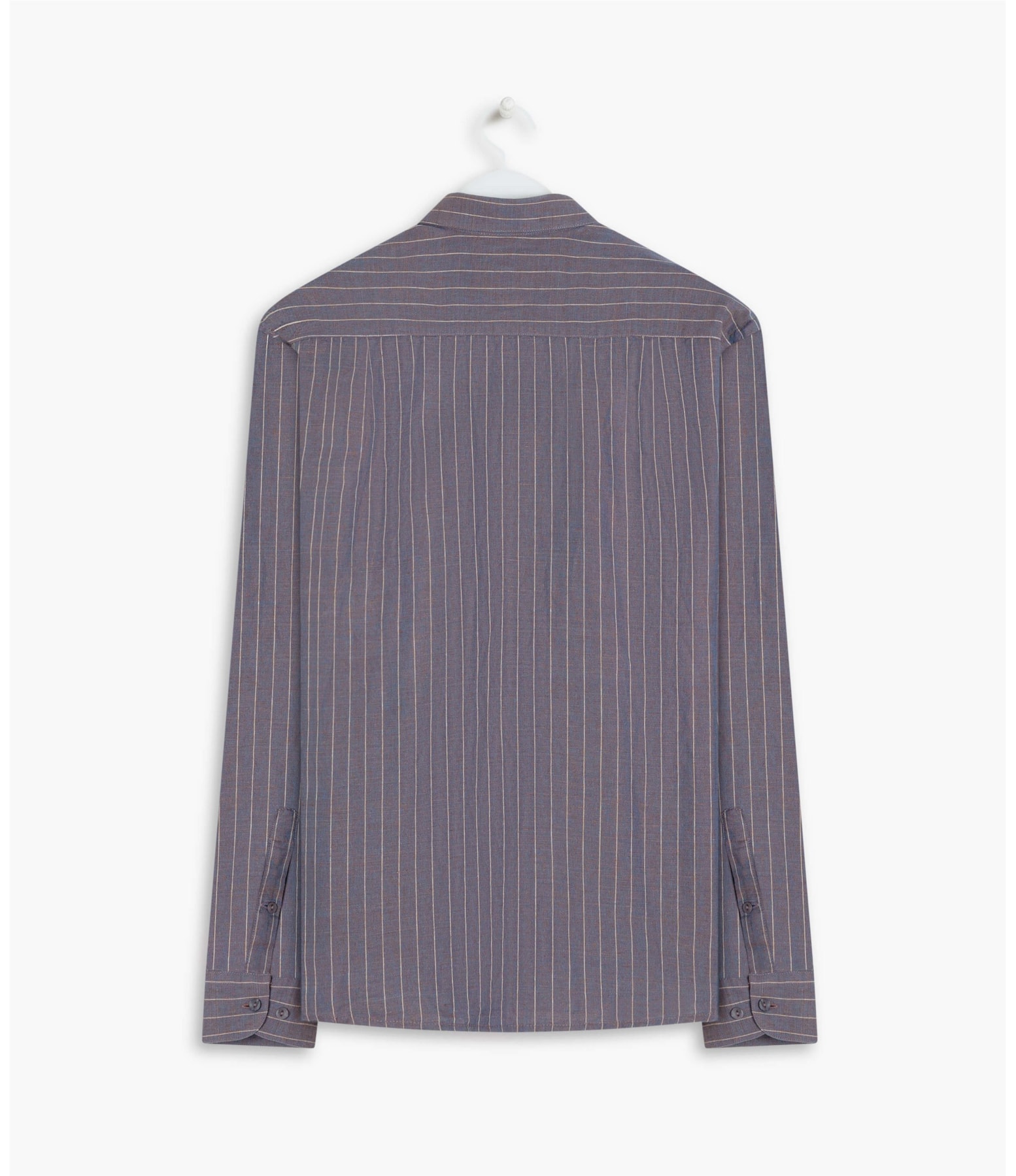 Camisa Linho  Listrada Adriano Ml Azul Pervante