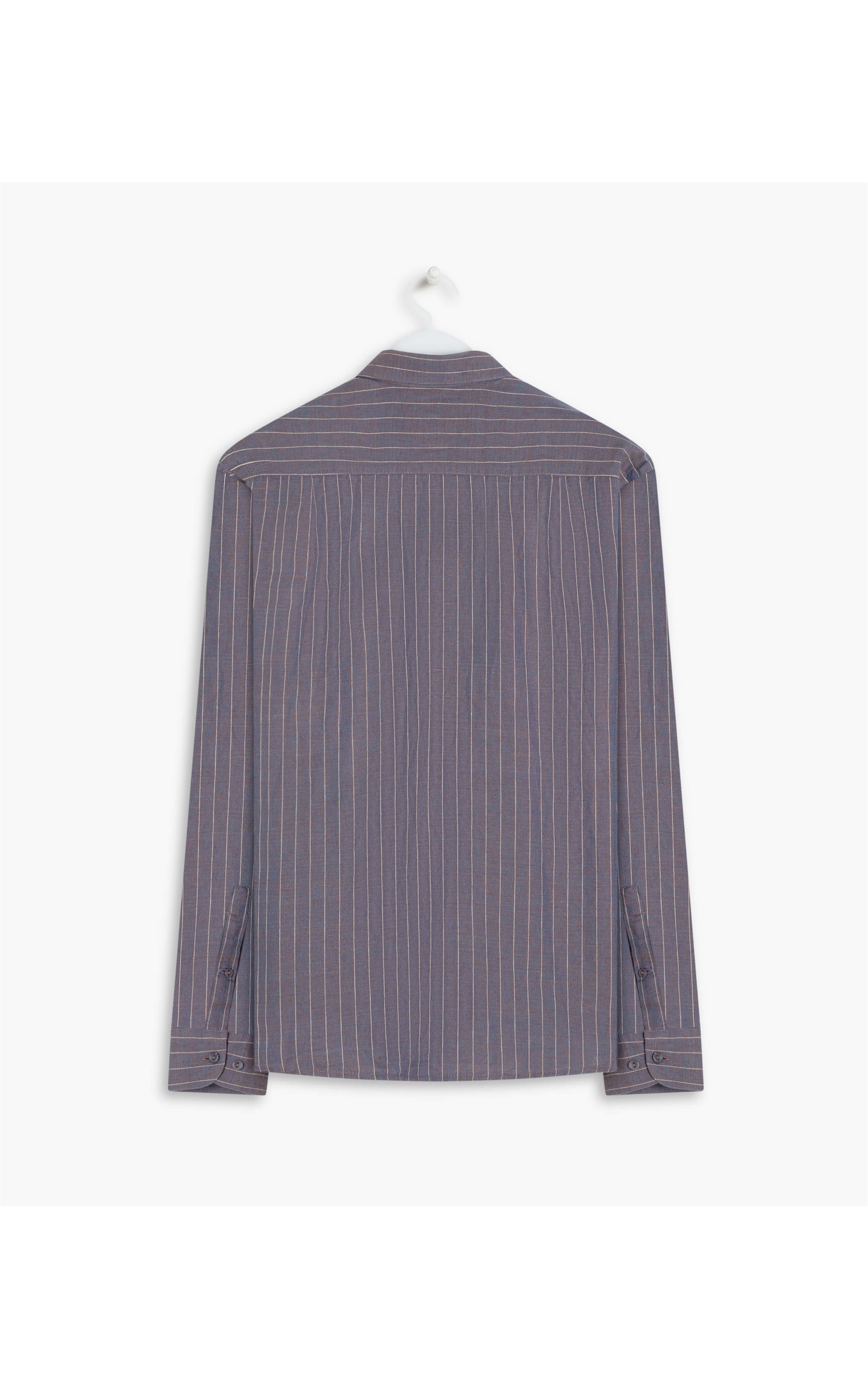 Camisa Linho  Listrada Adriano Ml Azul Pervante