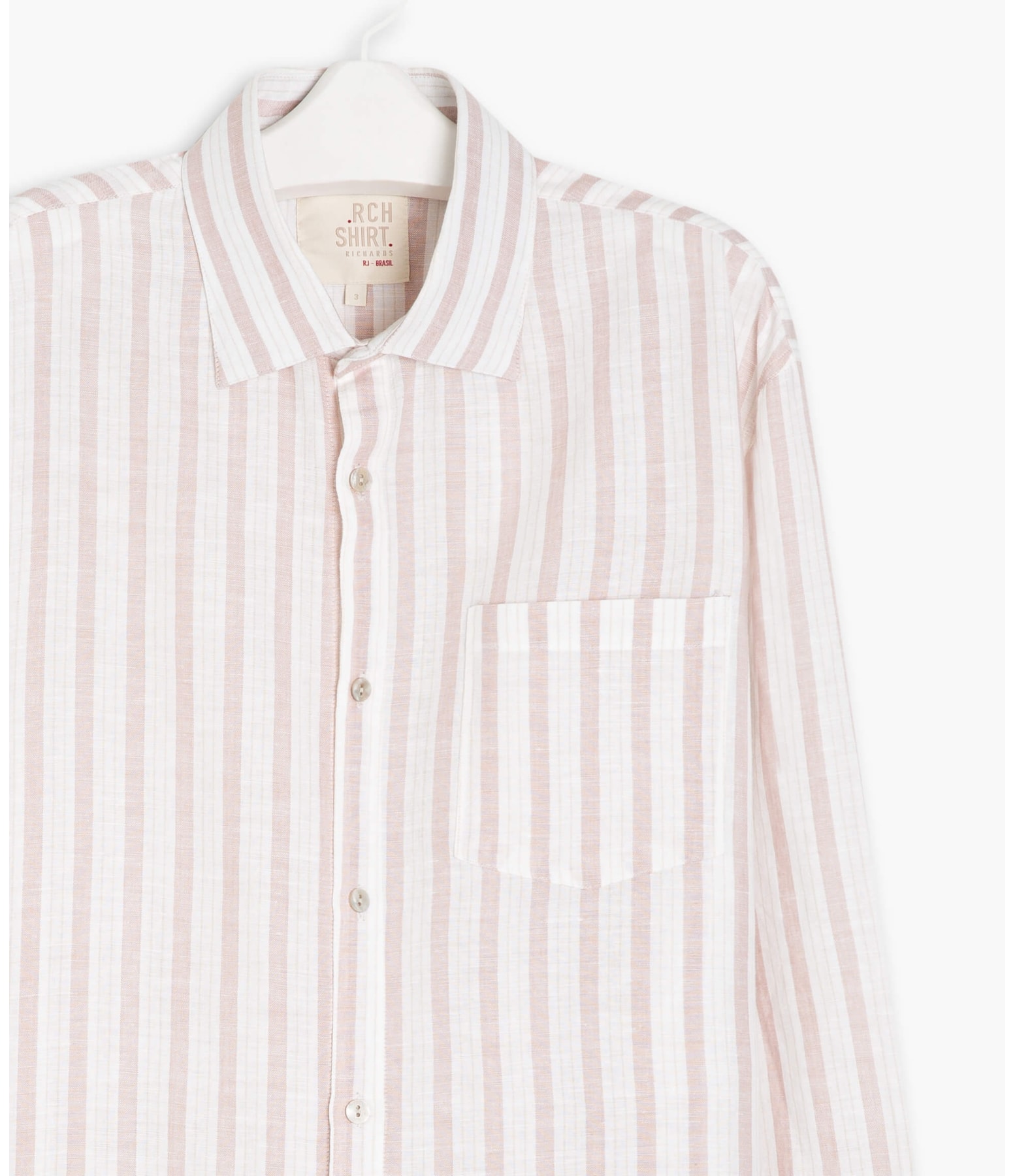 Camisa Linho  Listrada Ash Ml Rosê