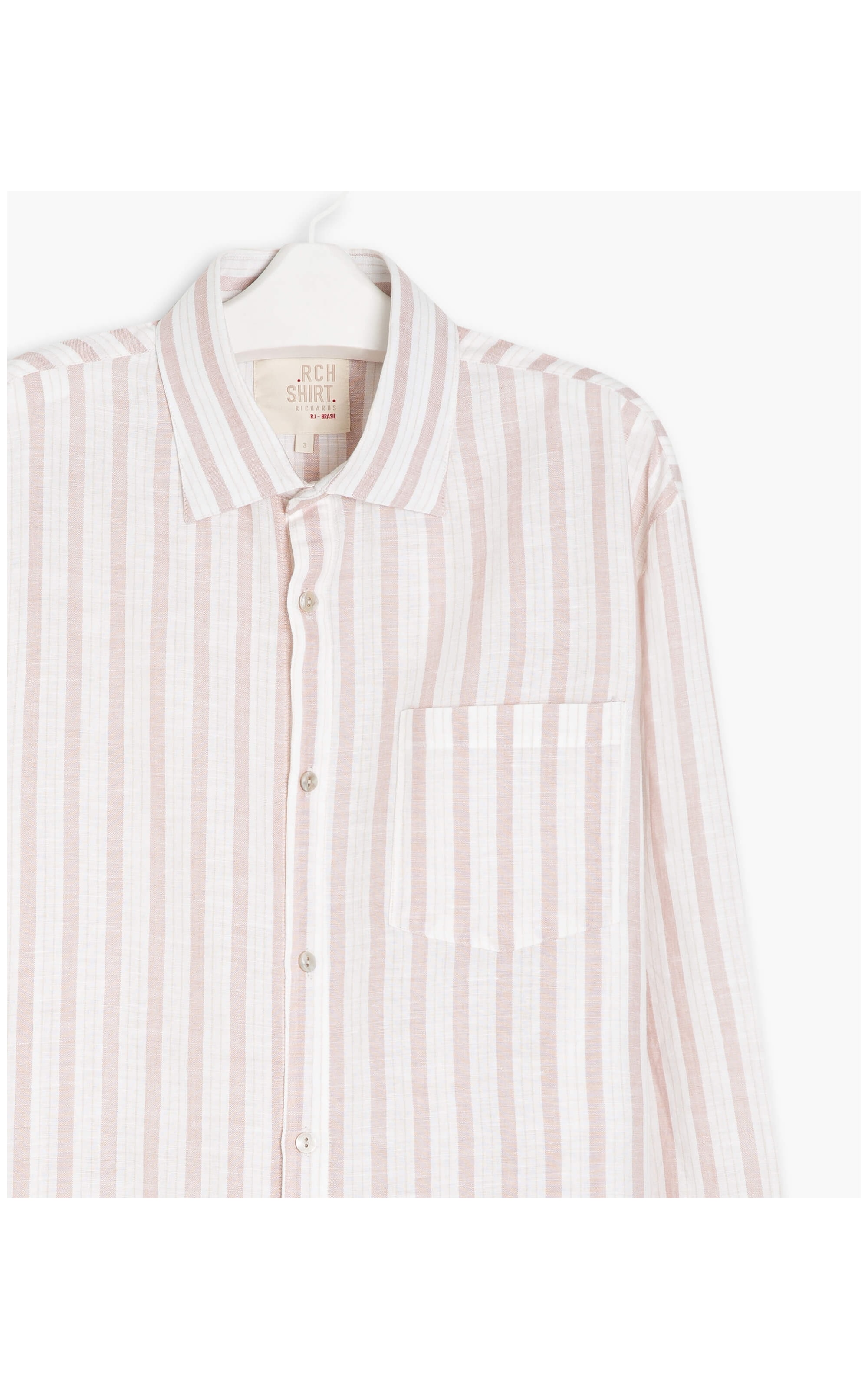 Camisa Linho  Listrada Ash Ml Rosê