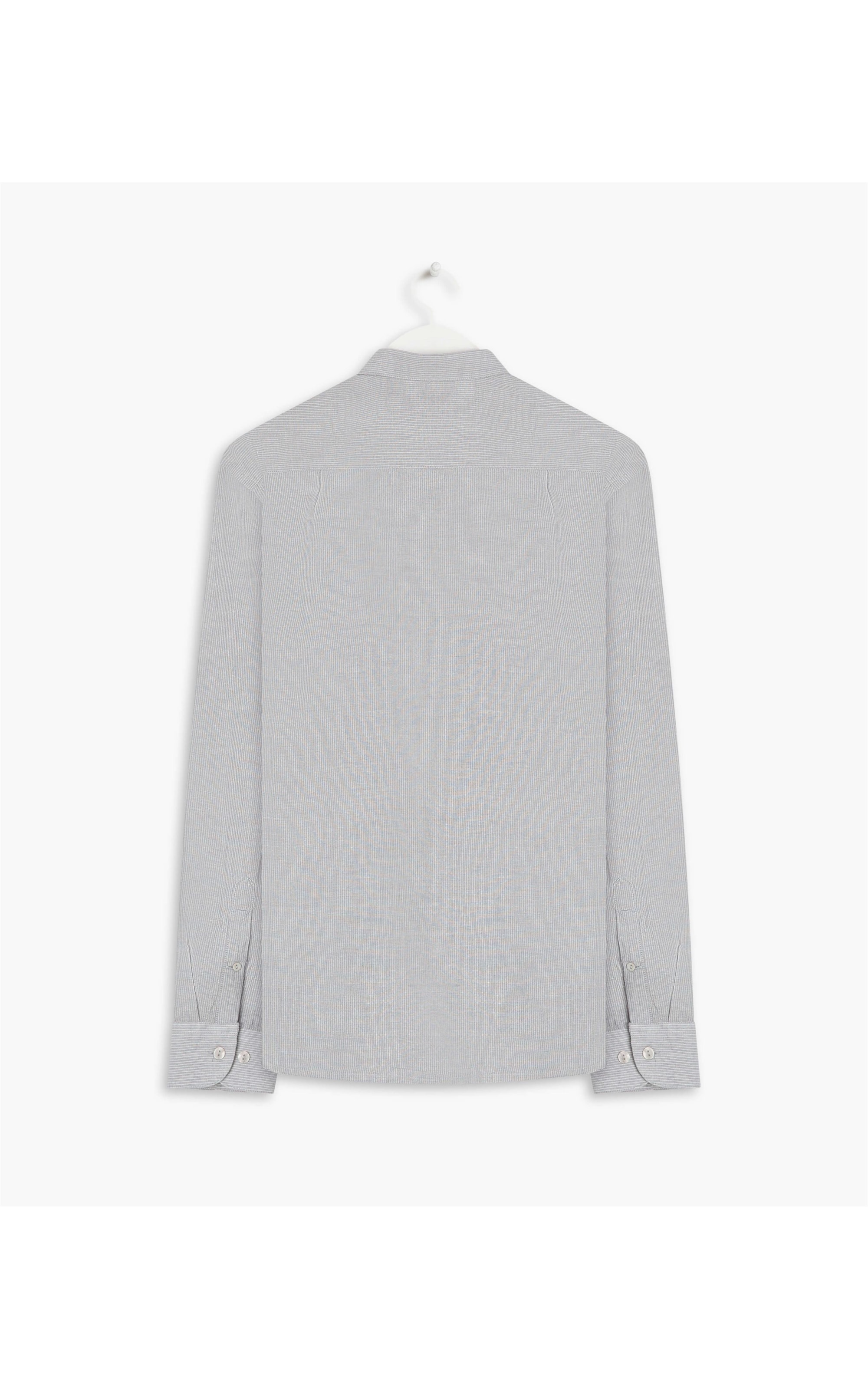  Camisa Linho  Listrada Cinza Claro