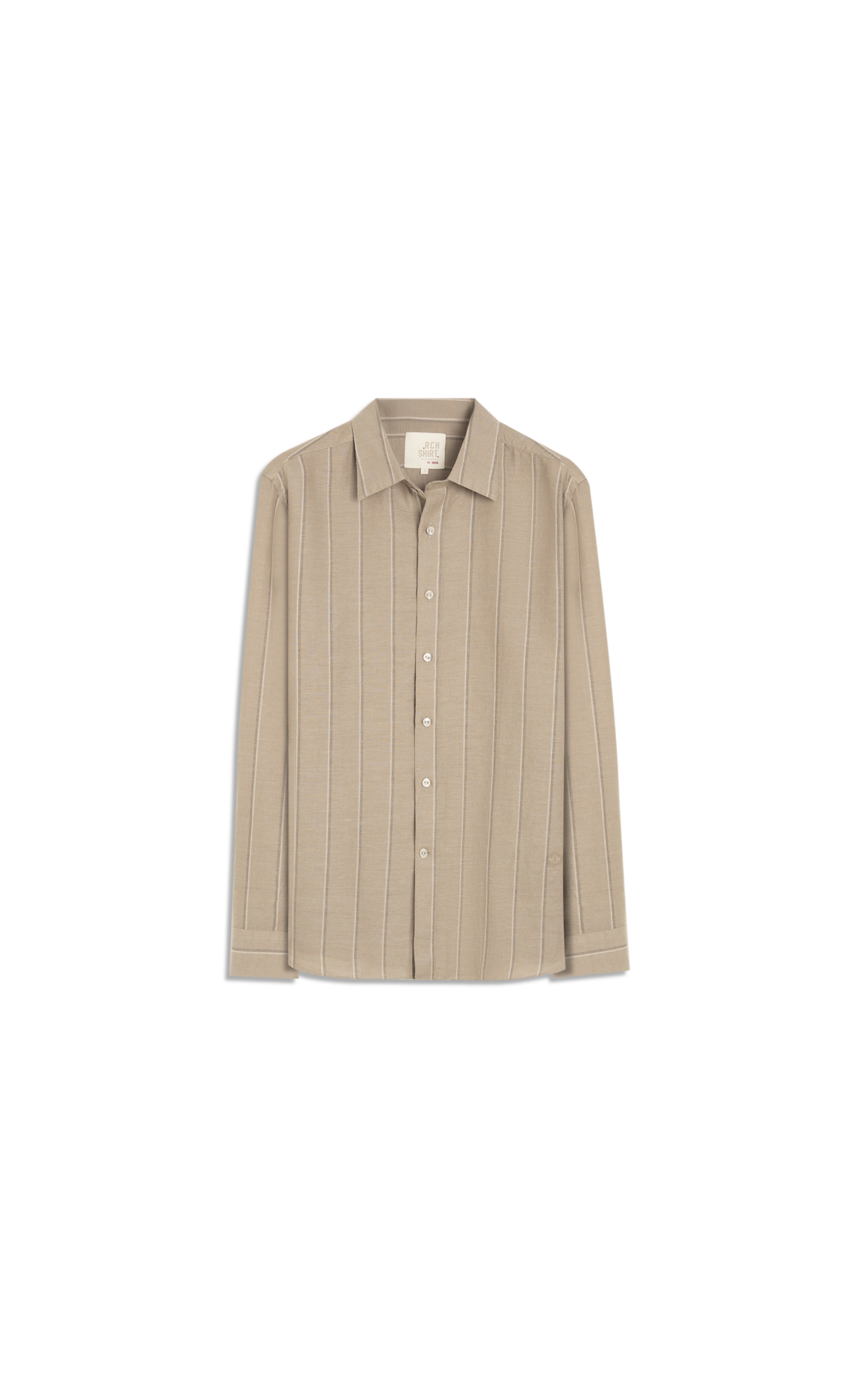 Camisa Linho  Listrada Edi Ml Caqui